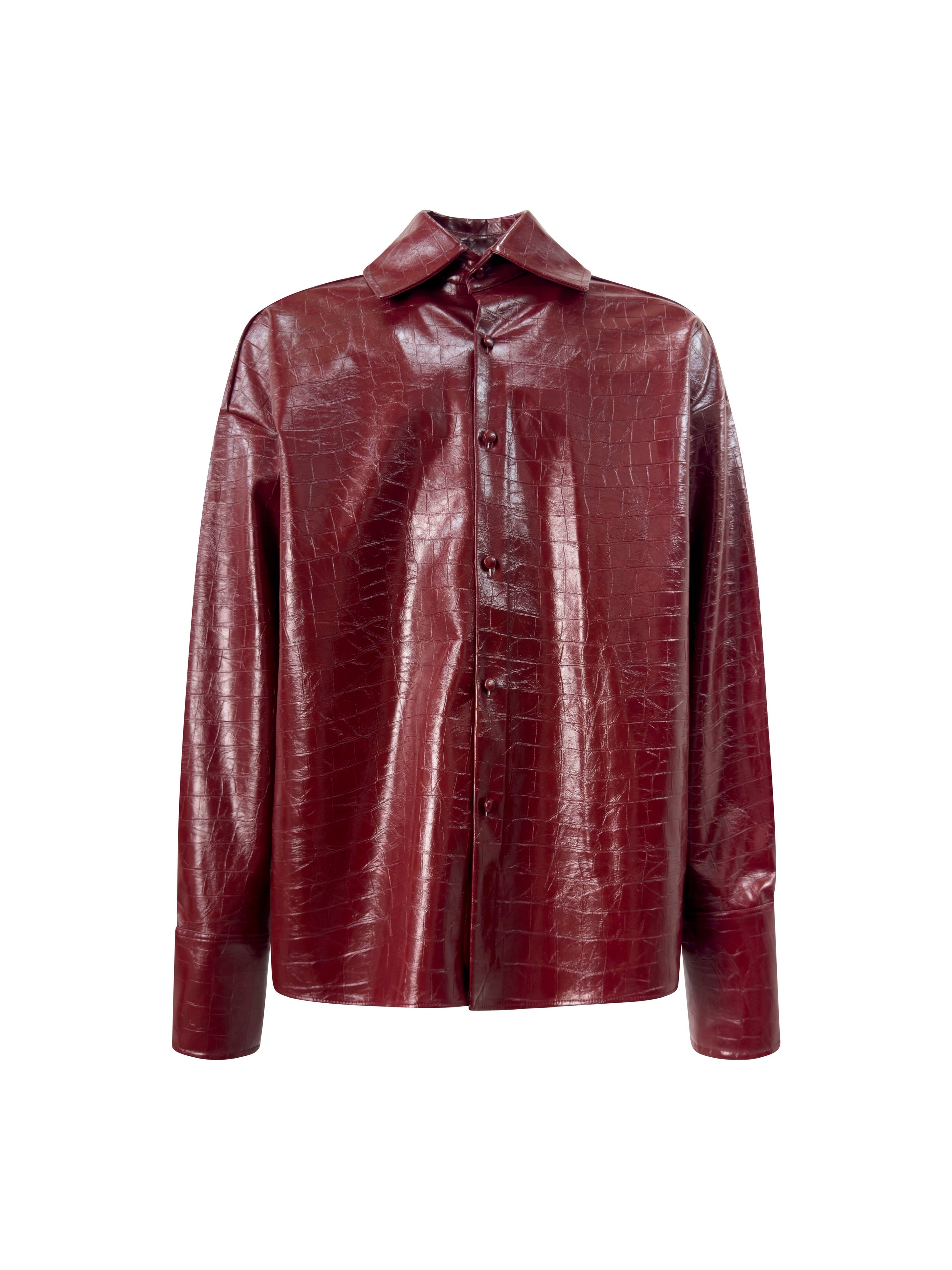 Camicia Over in Eco Coccodrillo Bordeaux
