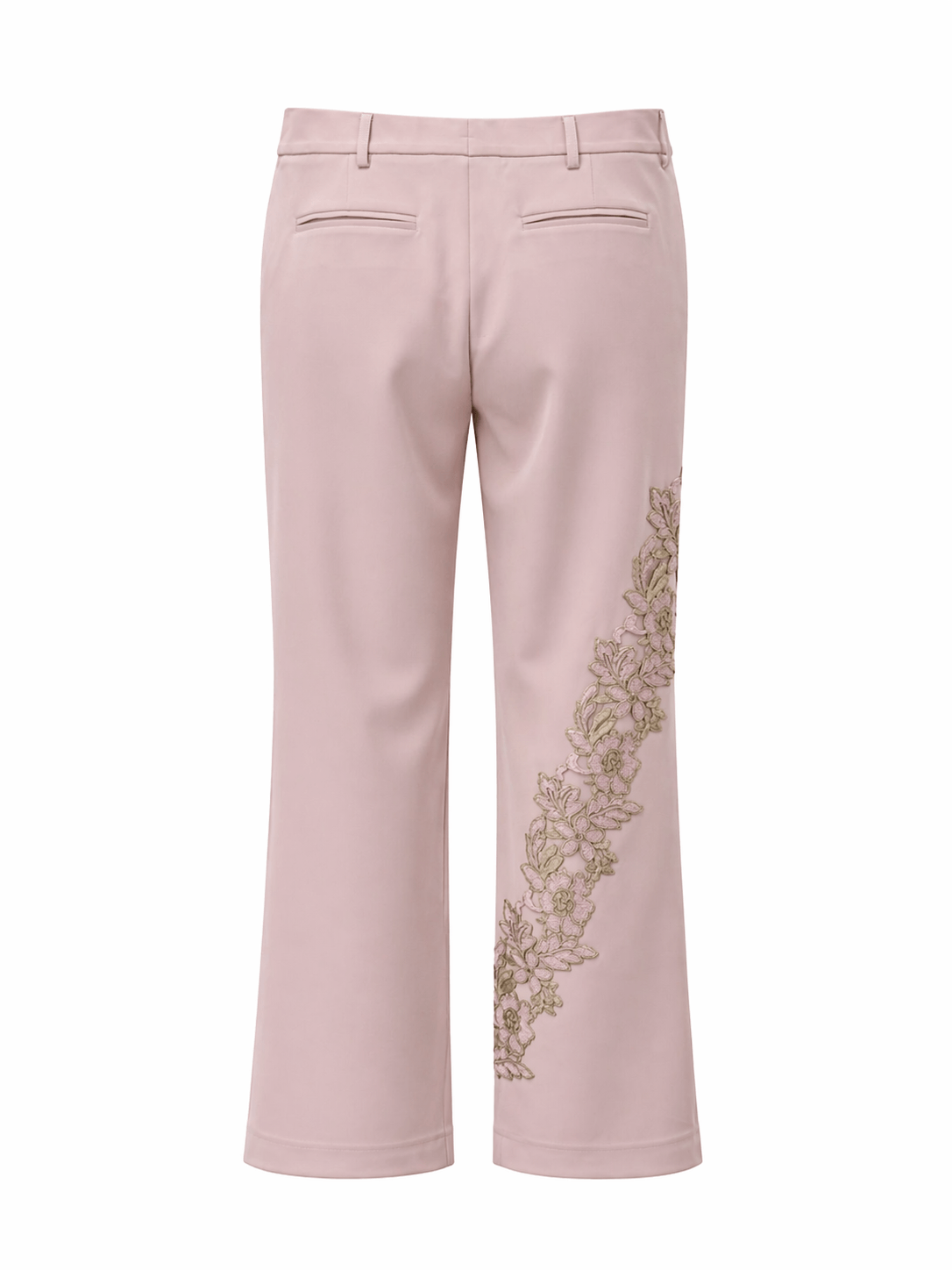 Pantalon Rose à Coupe Regular avec Broderie
