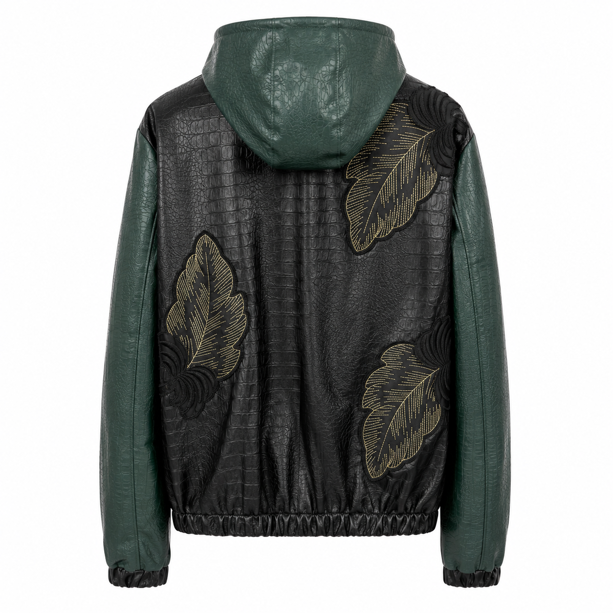 K-Way Bicolor Green and Black with Feather Embroidery