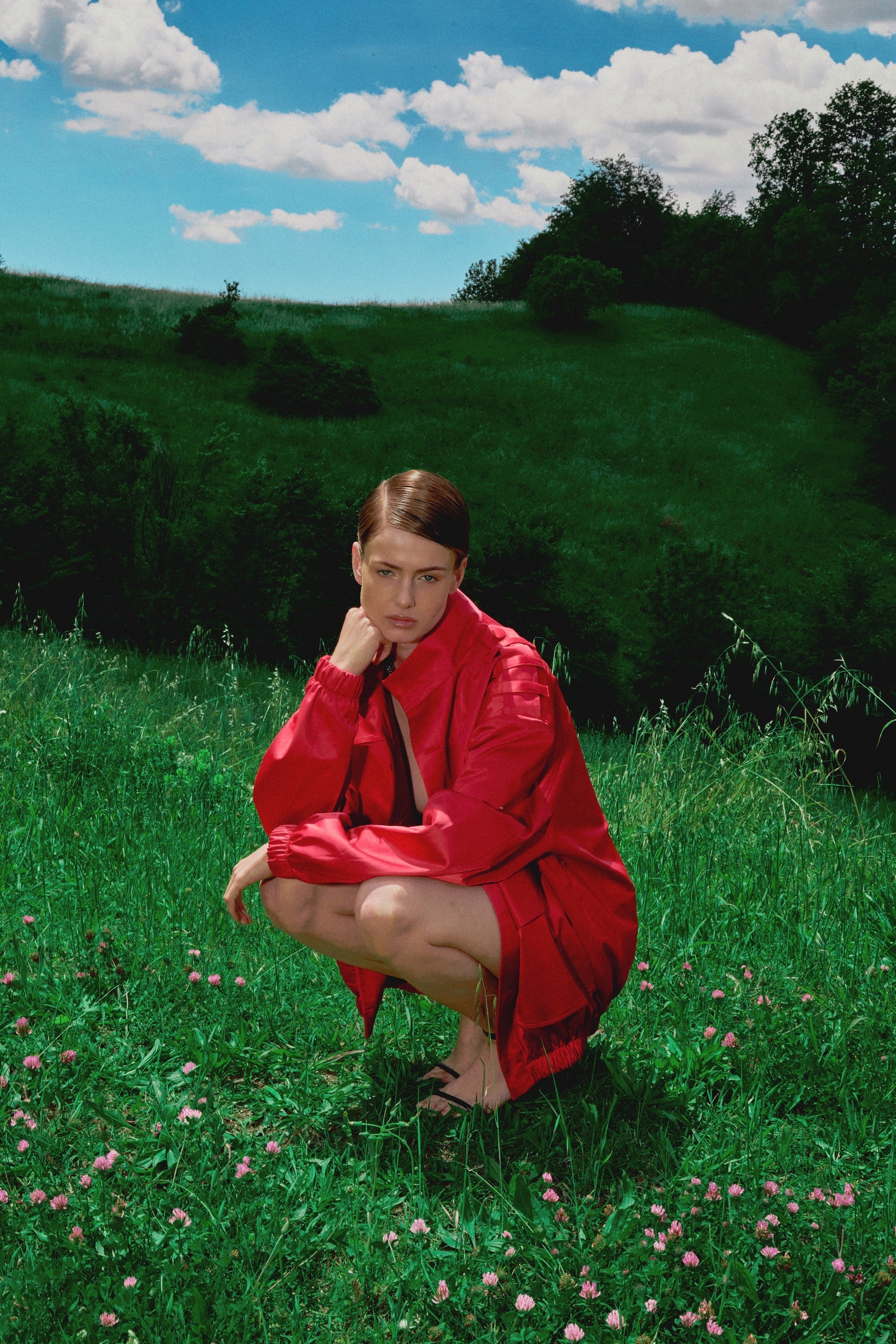 Bomber en satin rouge