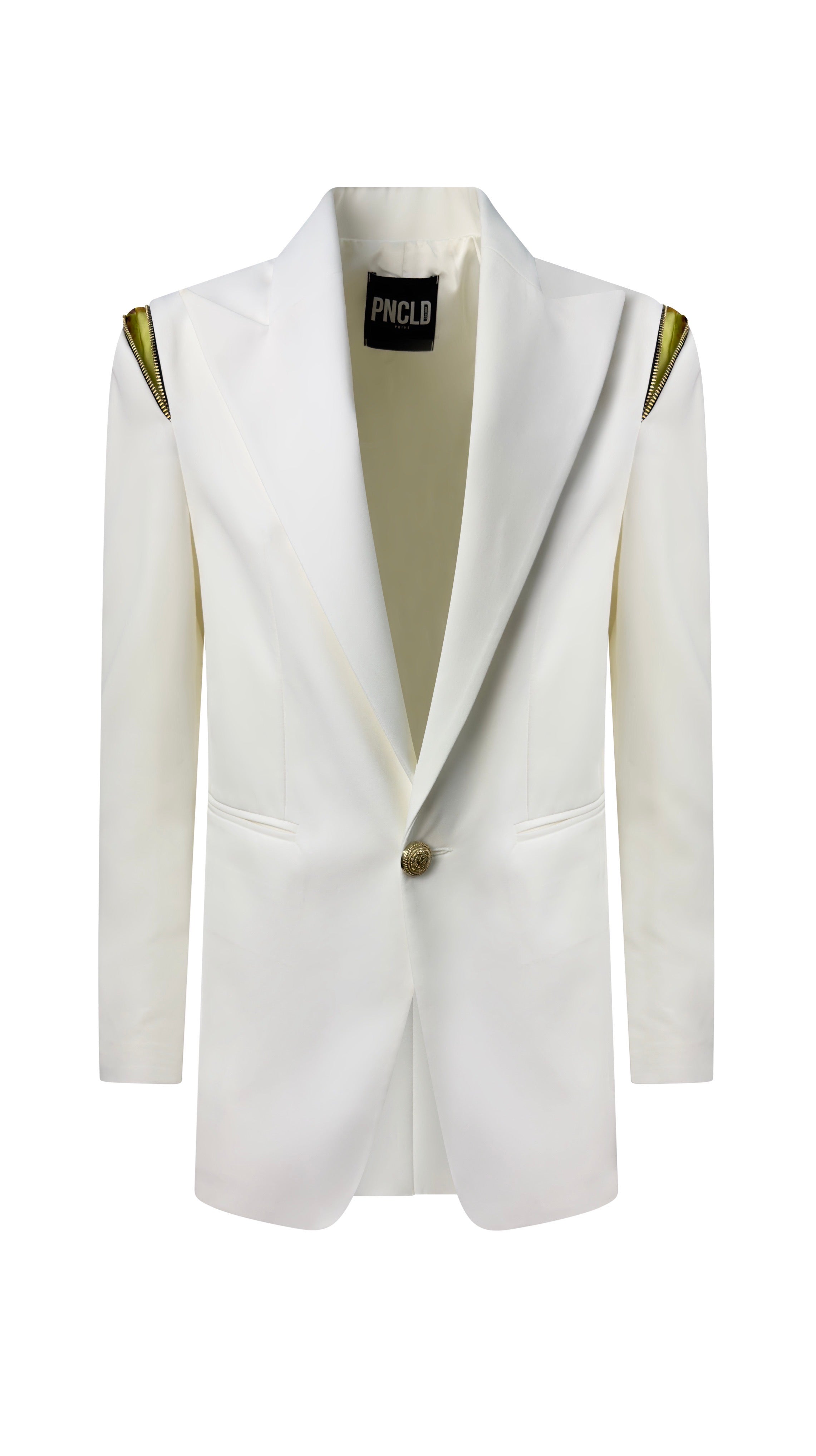 白色拉鍊Lancia夾克