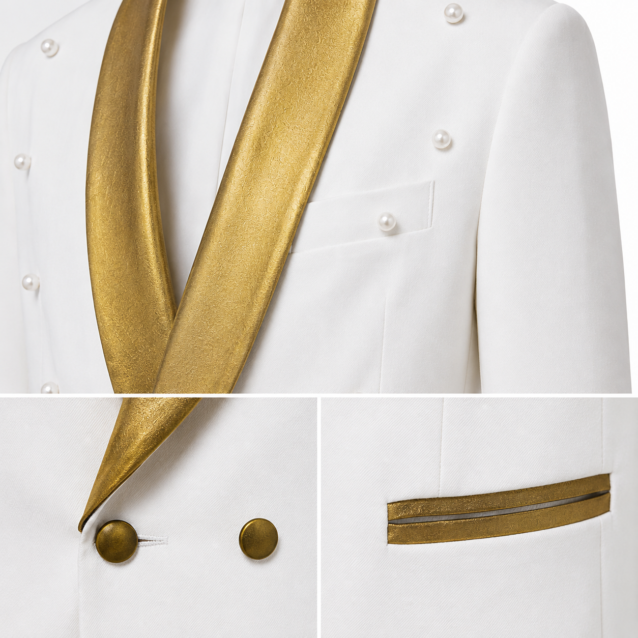 PRINCE Jacket - White/Gold Pearl