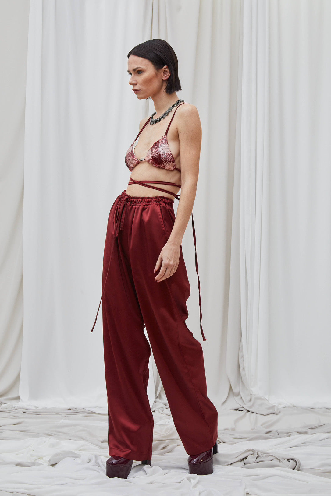 Pantalon Kargo Bordeaux Sans Poches