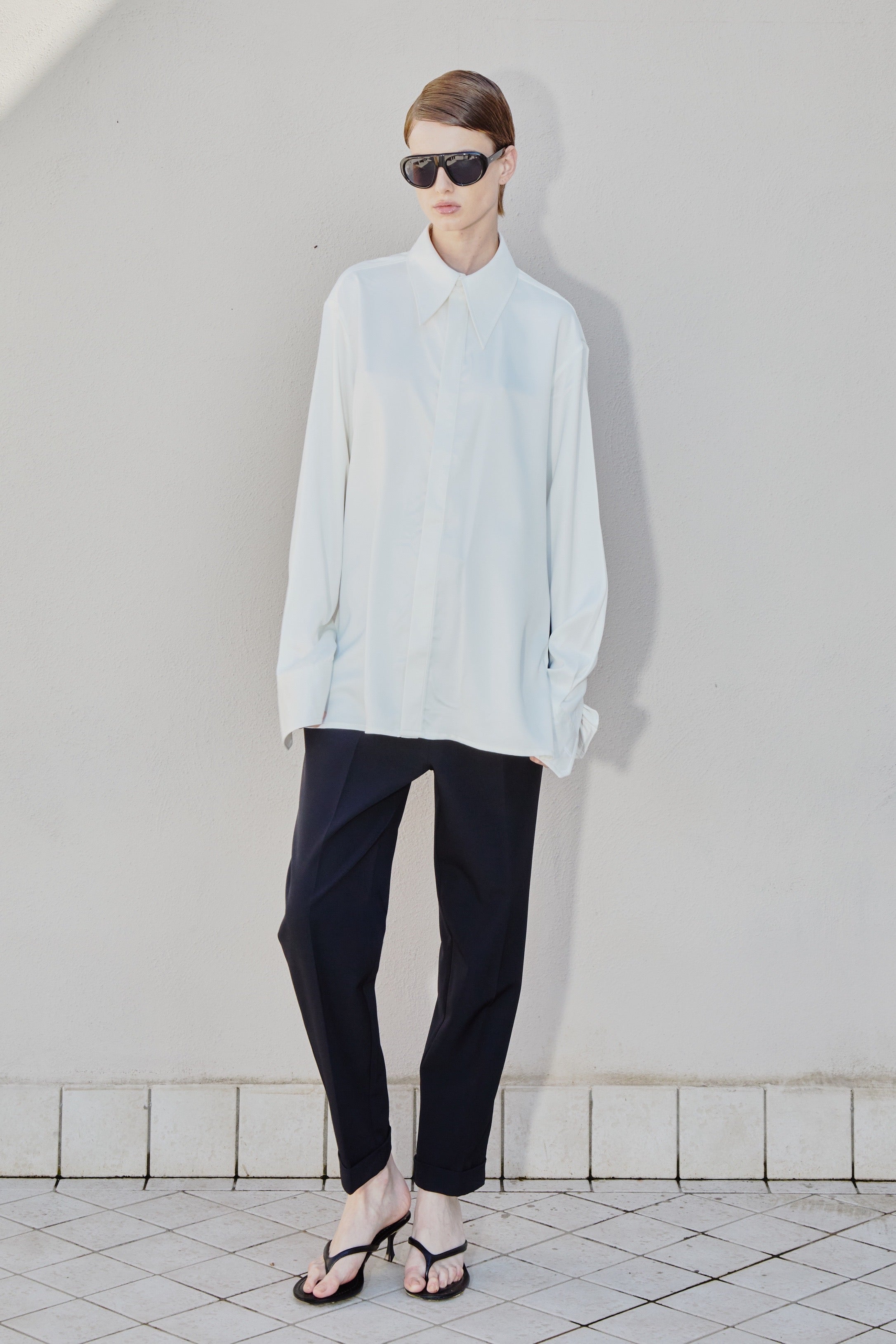 White Satin Shirt 1/2