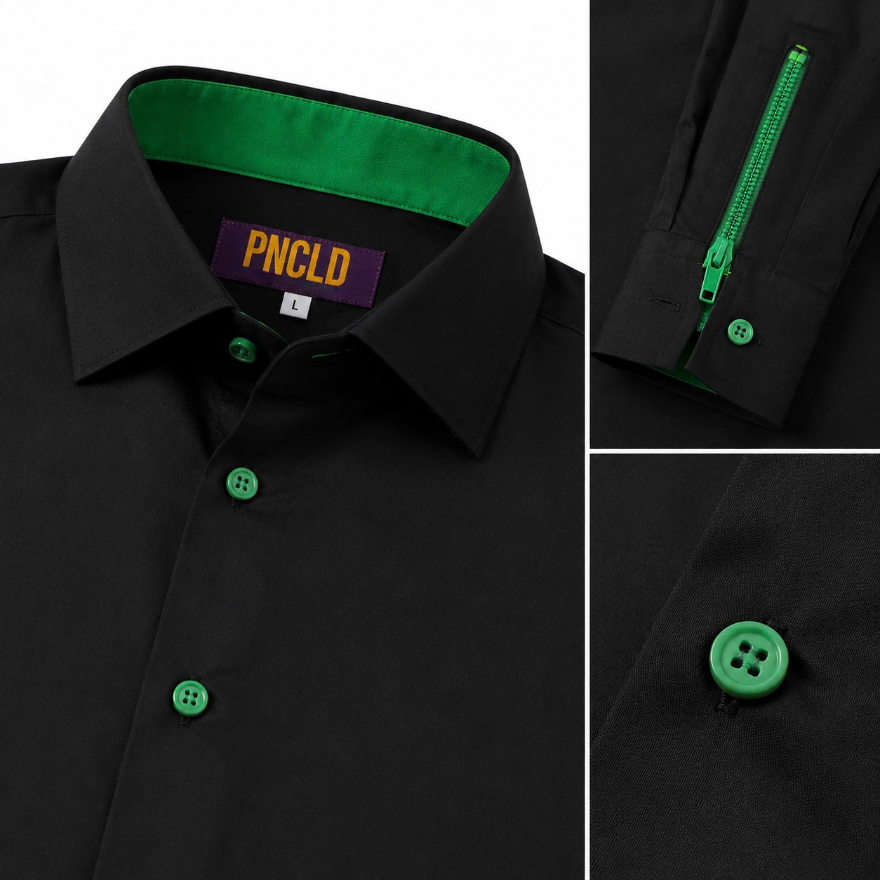 Camisa LENNOX - Botones Negro/Verde
