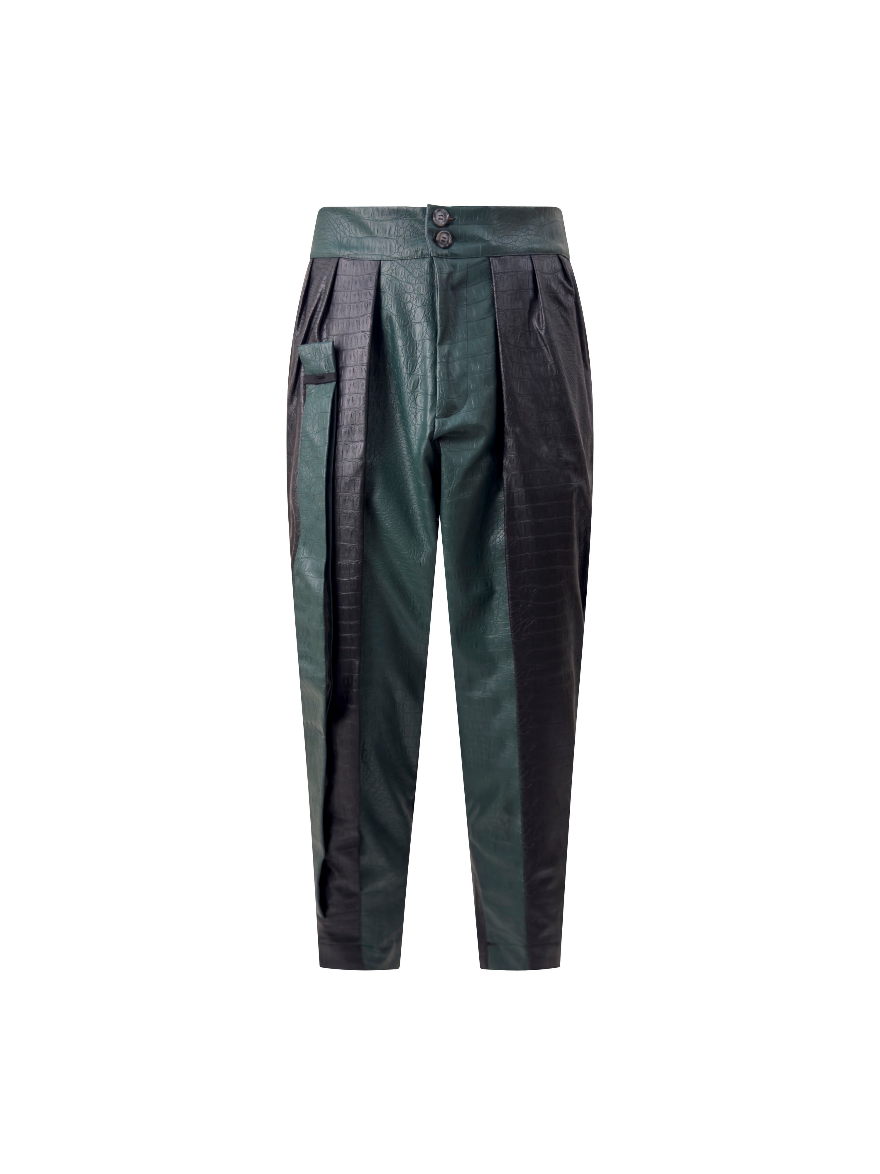 Pantalone SHAGGY - Bicolor Black Green Faux Leather