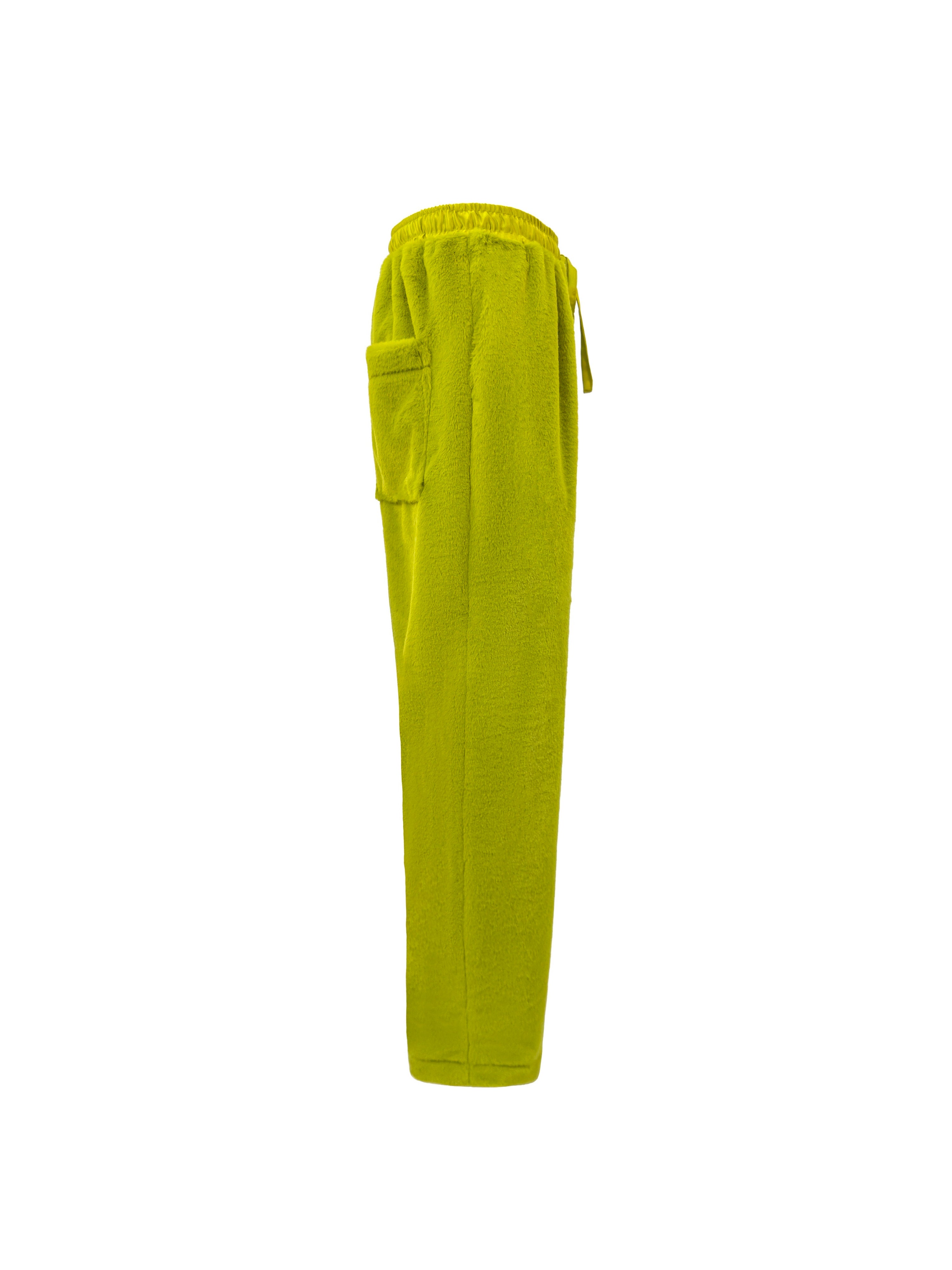 Pantalone Cargo Pelliccia Verde Acido LATERALE