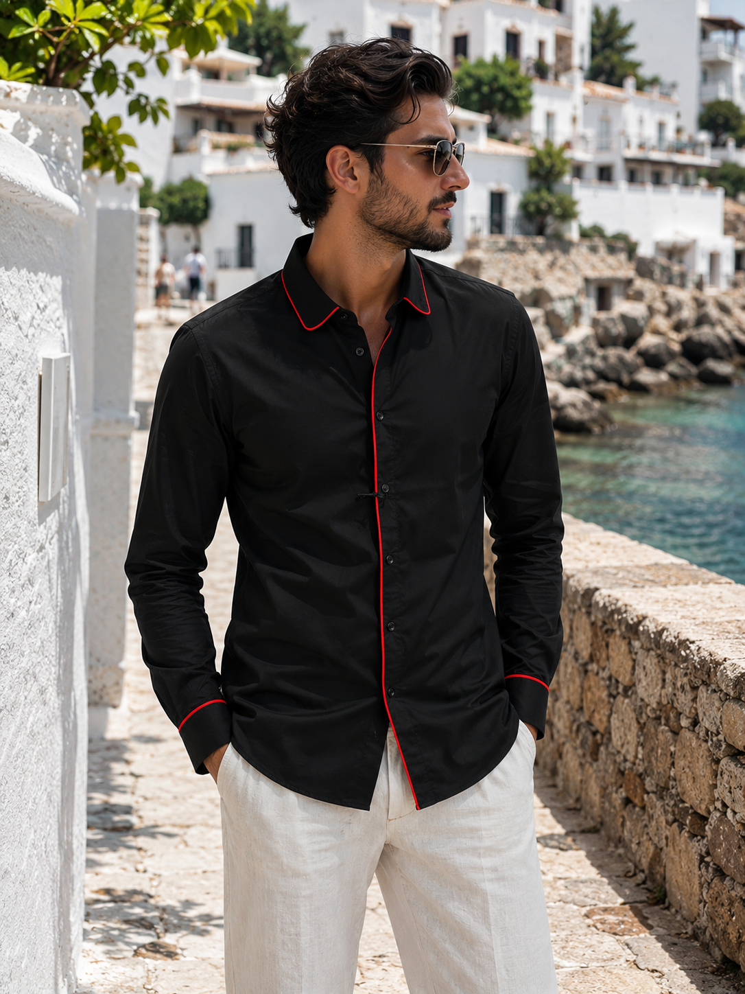Camicia BEATLES - Schwarz/Orange Fluo