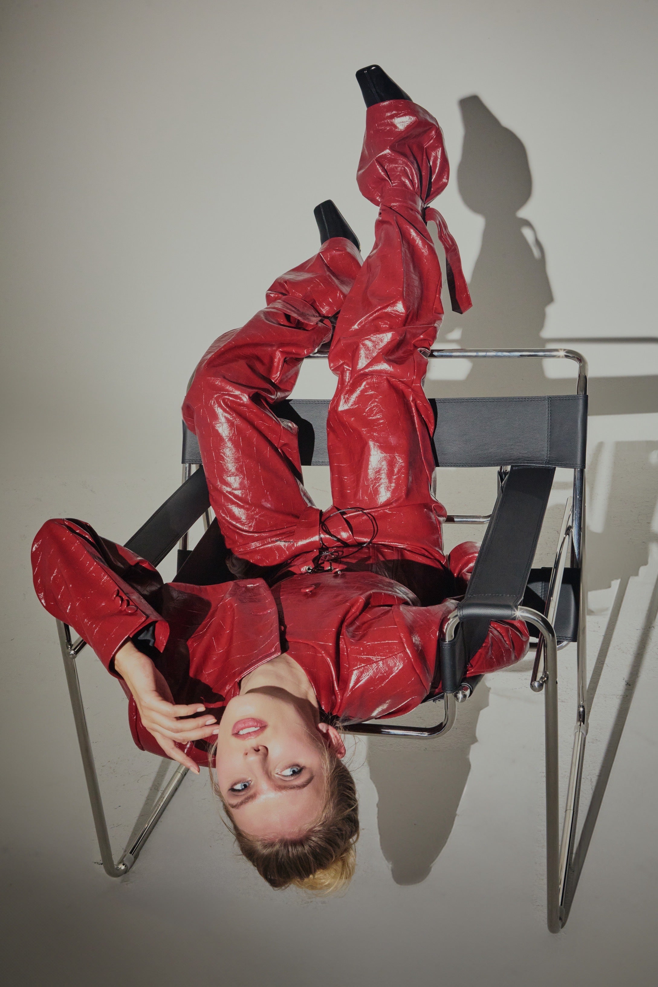 Pantalone Vita Alta Eco Coccodrillo Bordeaux