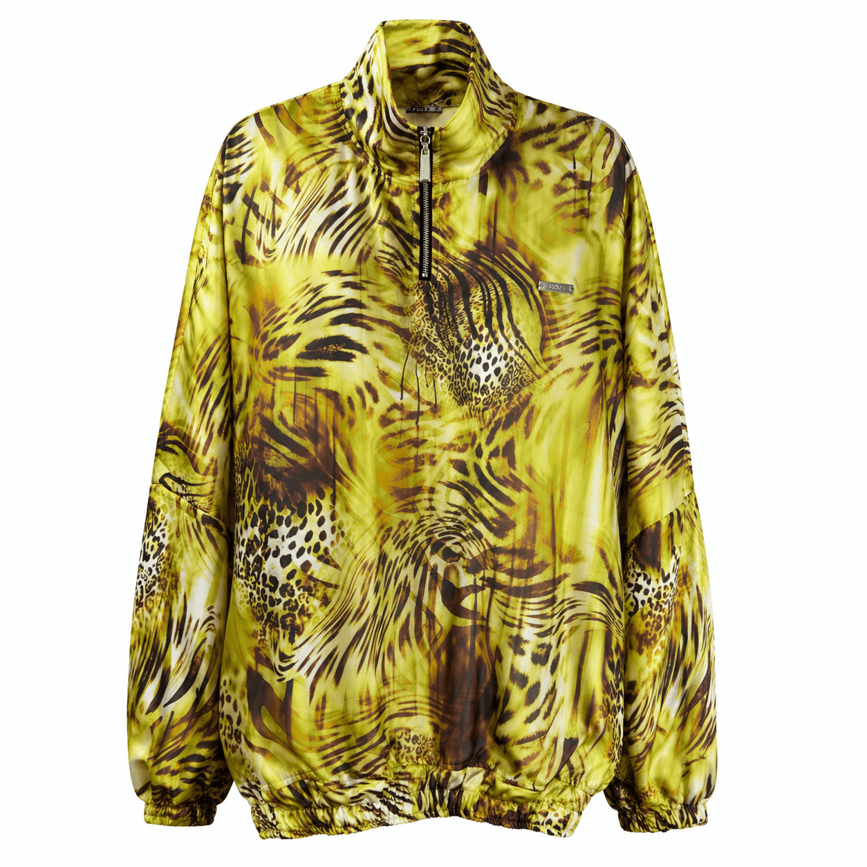 Felpa Animalier Verde Acido con Zip