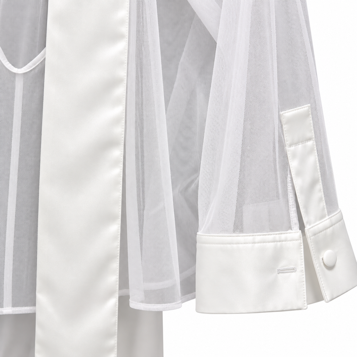 Camicia Tulle Bianco Foulard Raso Bianco