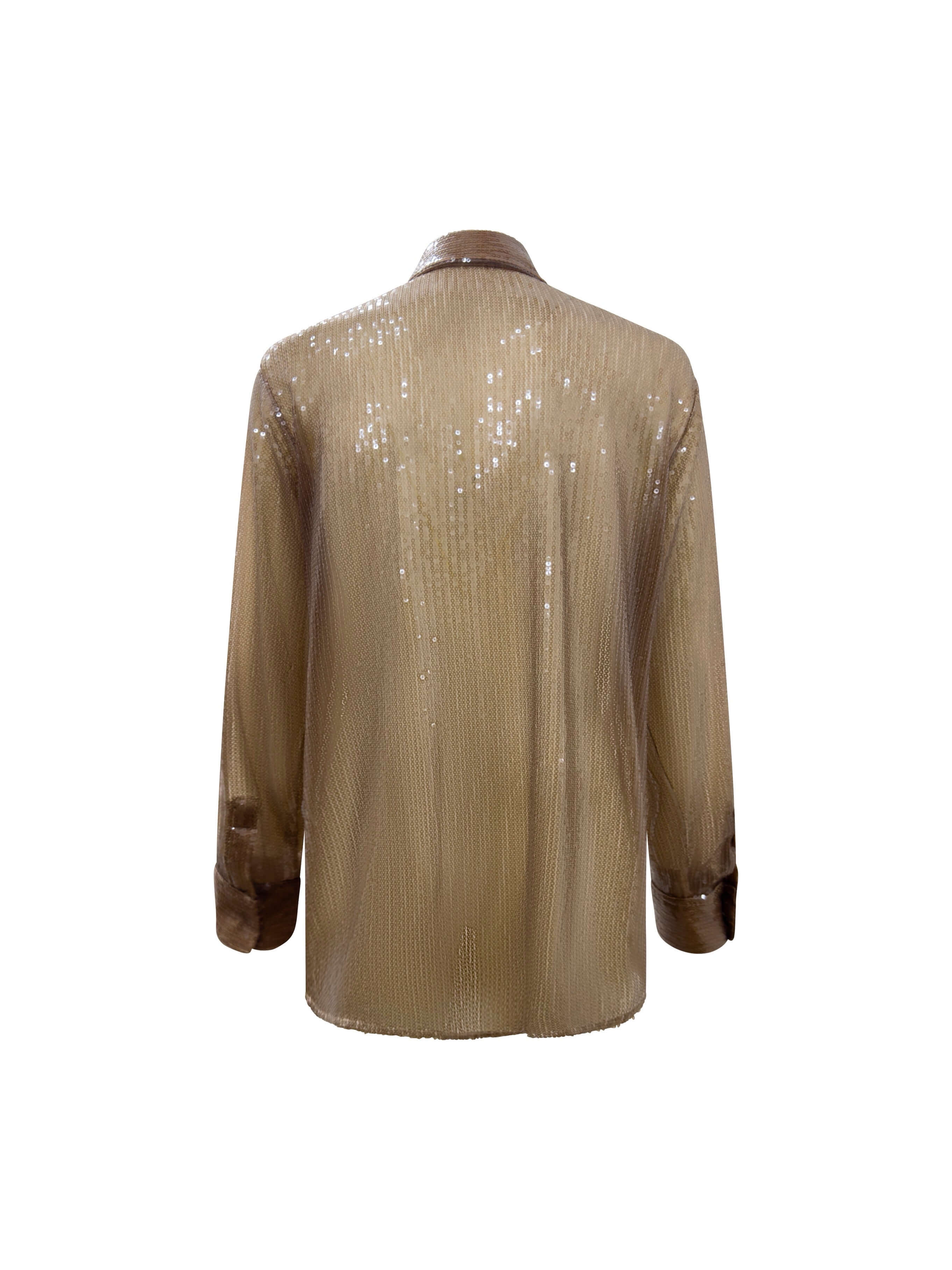 Camicia Regolare Paillettes Nudo