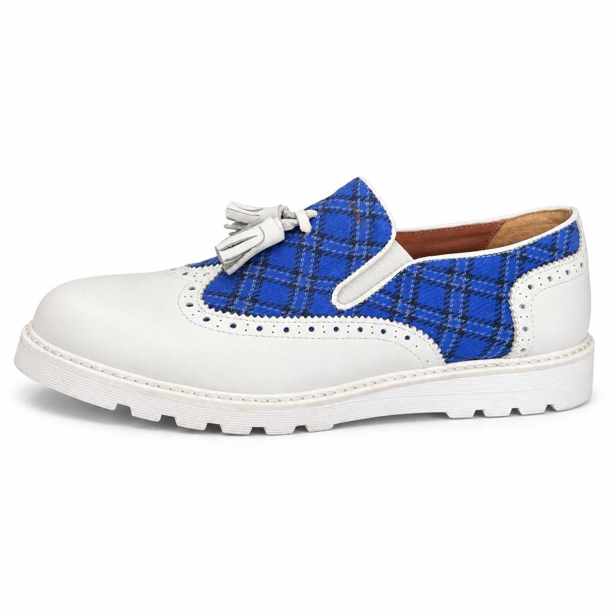 Zapato DYLAN - Blanco/Azul Cielo Cuadrado Línea Azul