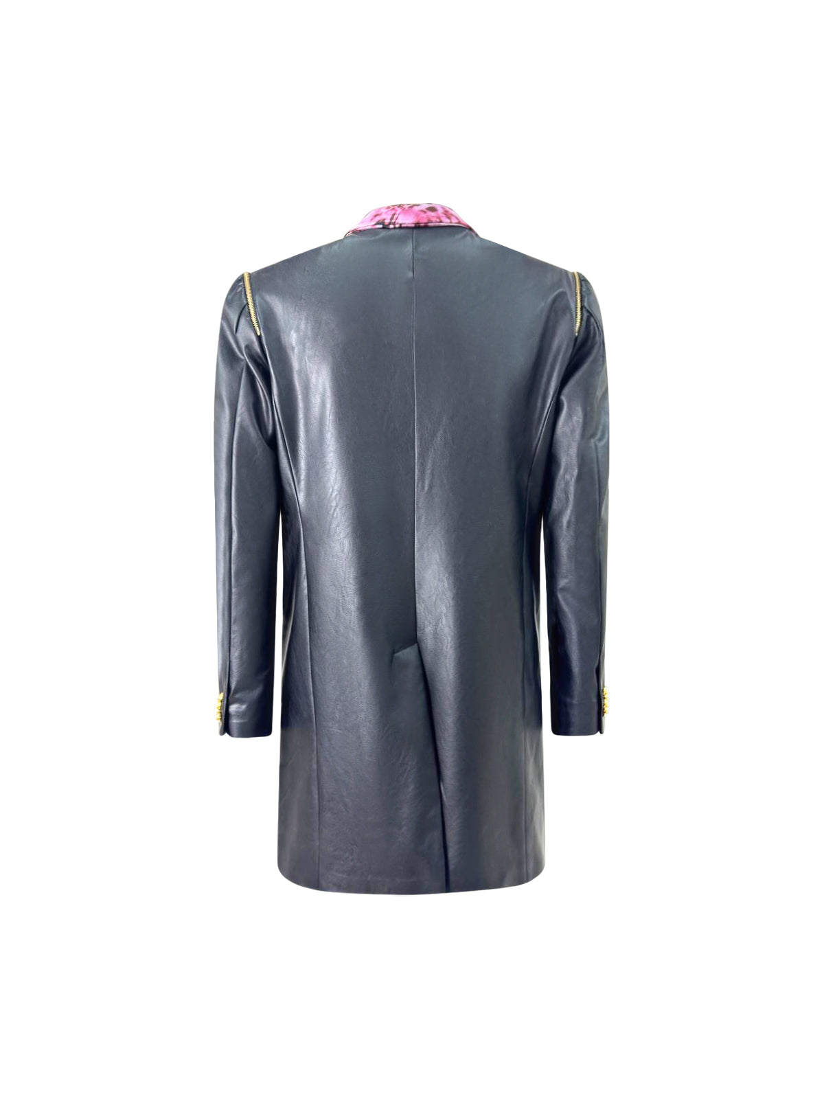 Giacca Lancia Ecopelle Nera Collo Animalier