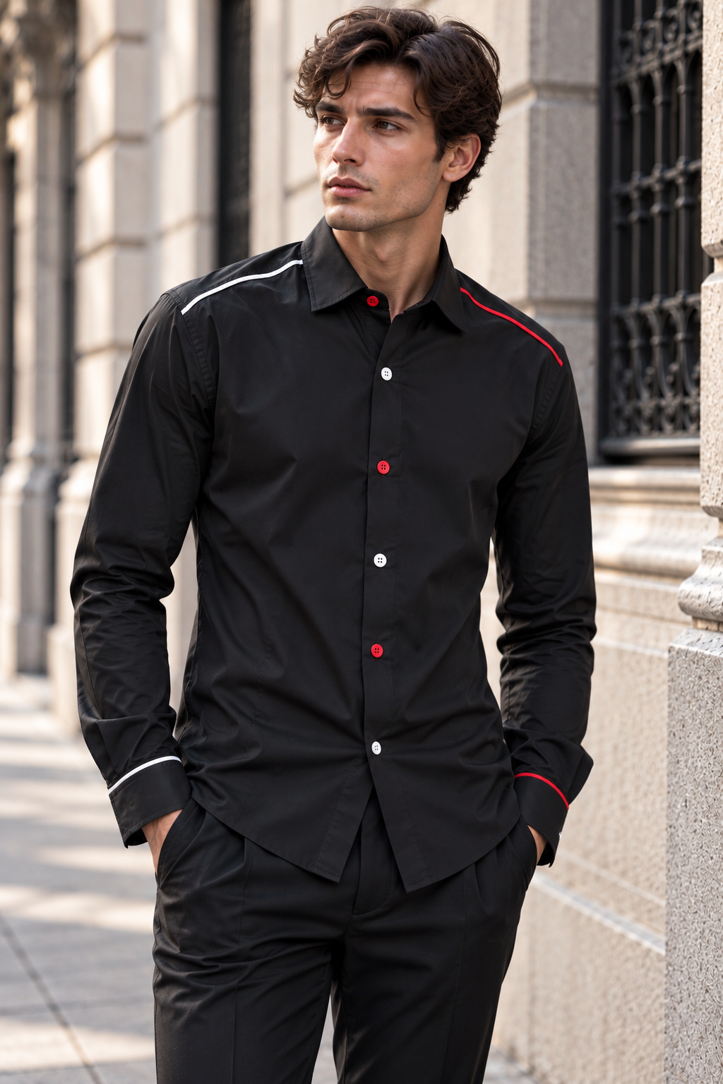 Camicia BEATLES - Black/Red/White CN