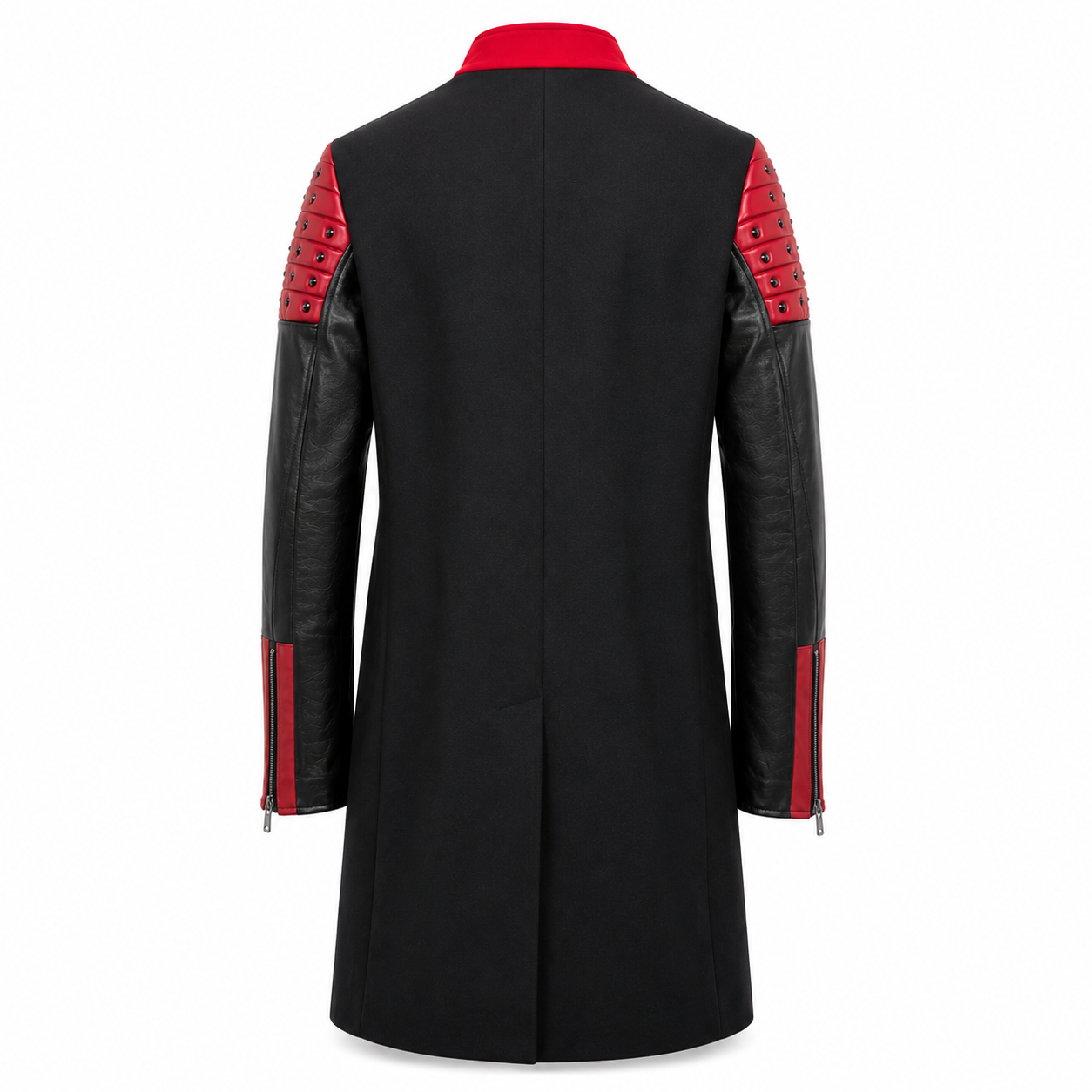 Cappotto Coreano Downey - Cuero Negro/Rojo