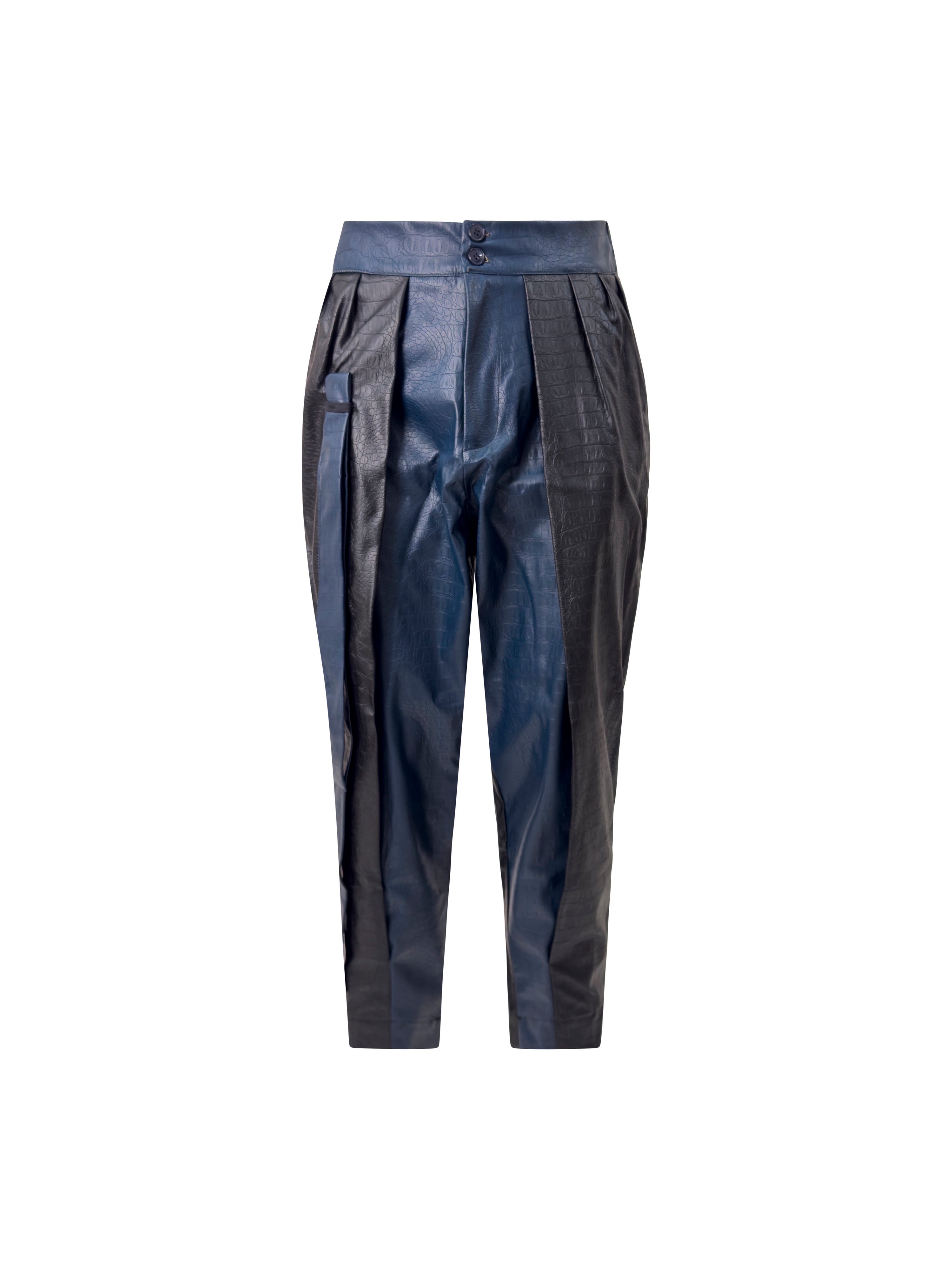 Pantalone SHAGGY - Bicolor Black Blue Faux Leather