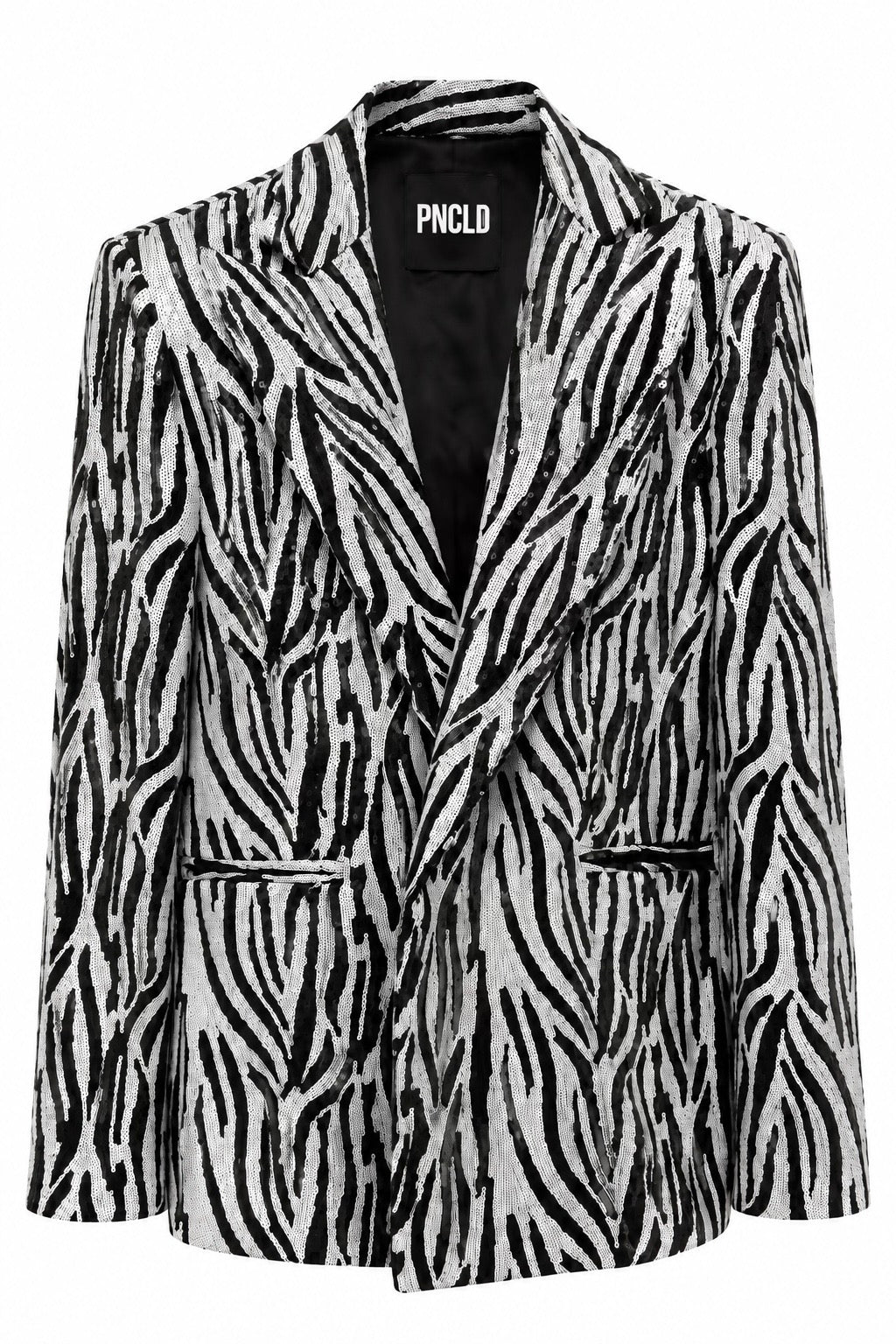 Veste Asymétrique à Paillettes Zèbre