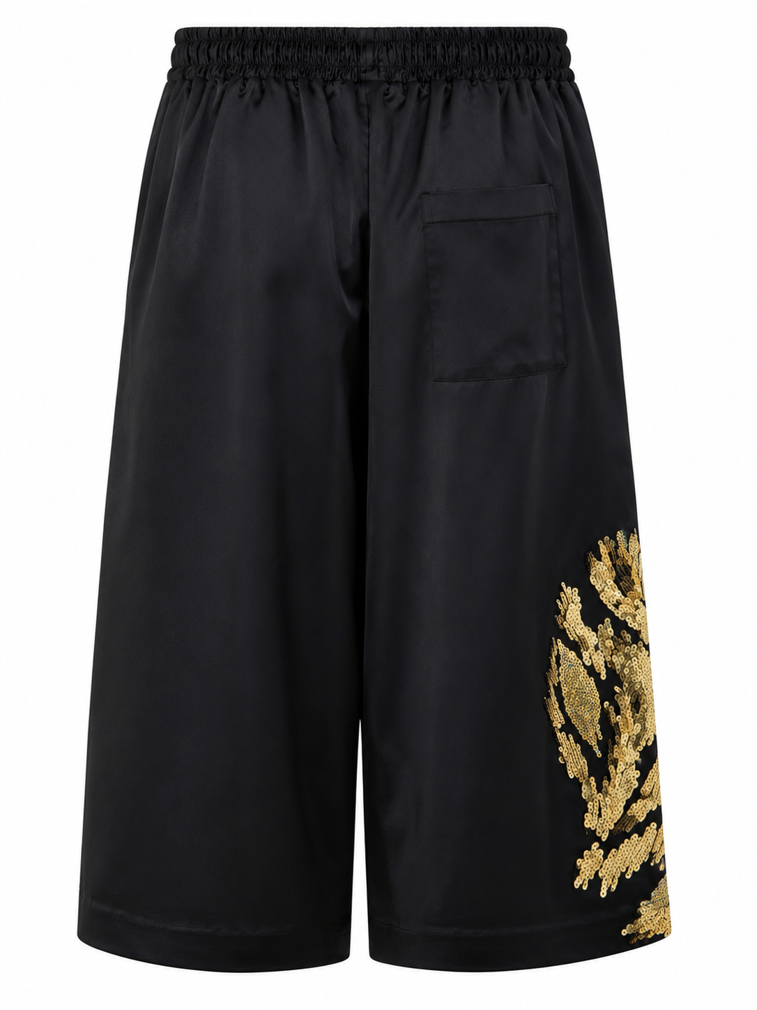 Bermuda Raso Nero Ricamo Oro