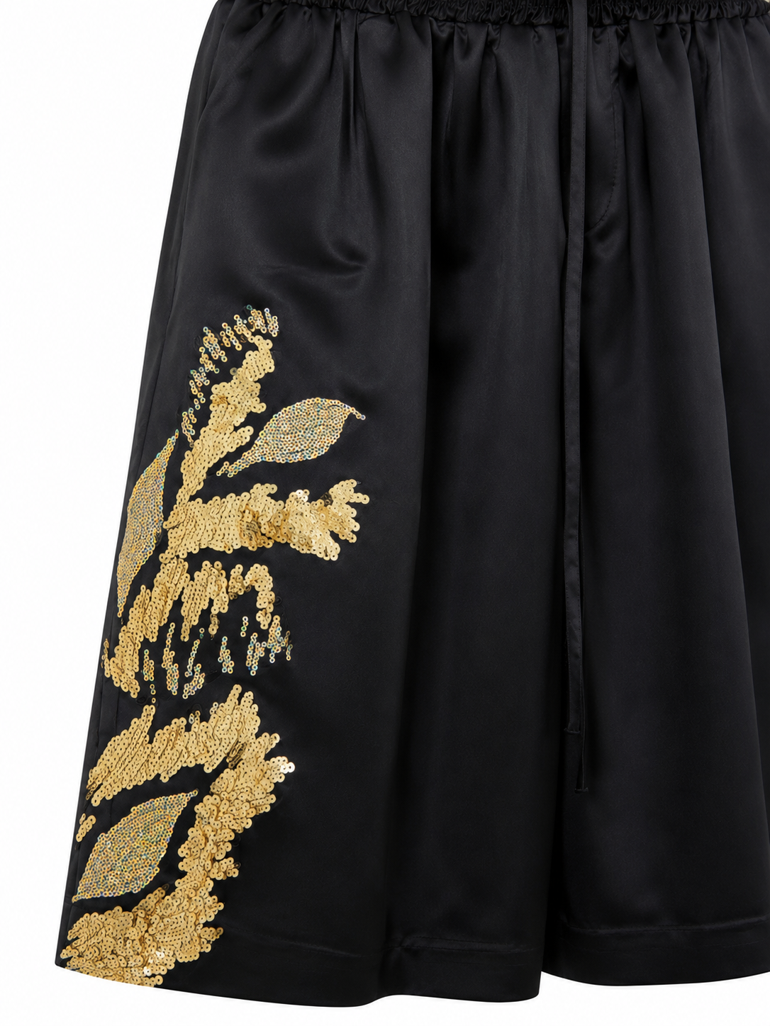 Bermuda Raso Nero Ricamo Oro