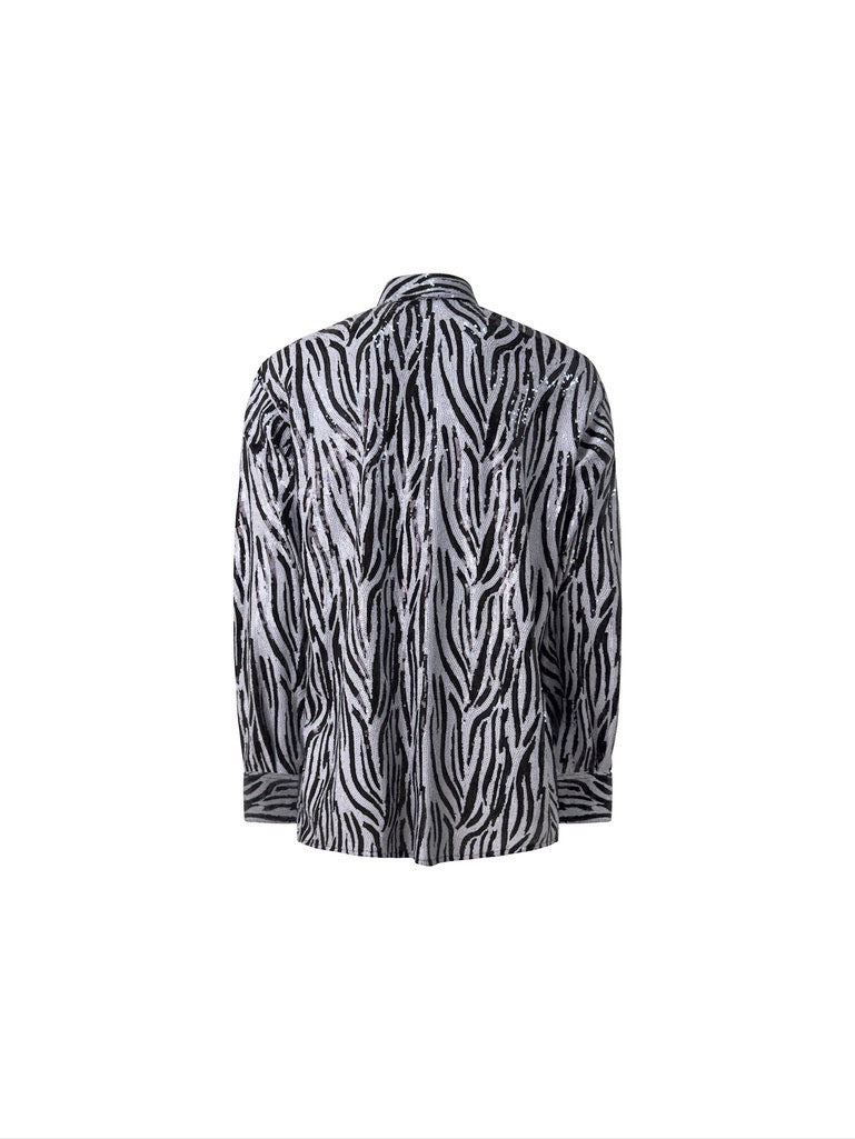 Camicia Regolare Paillettes Zebra retro