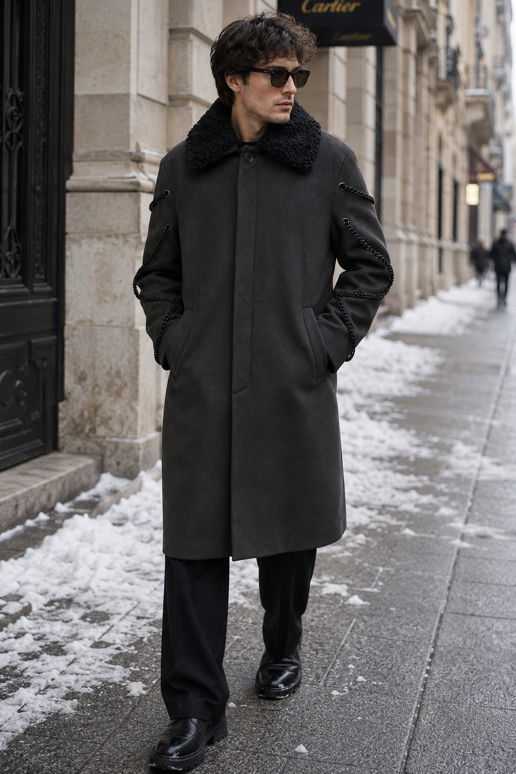 Cappotto Butler Black Nabuck Chain
