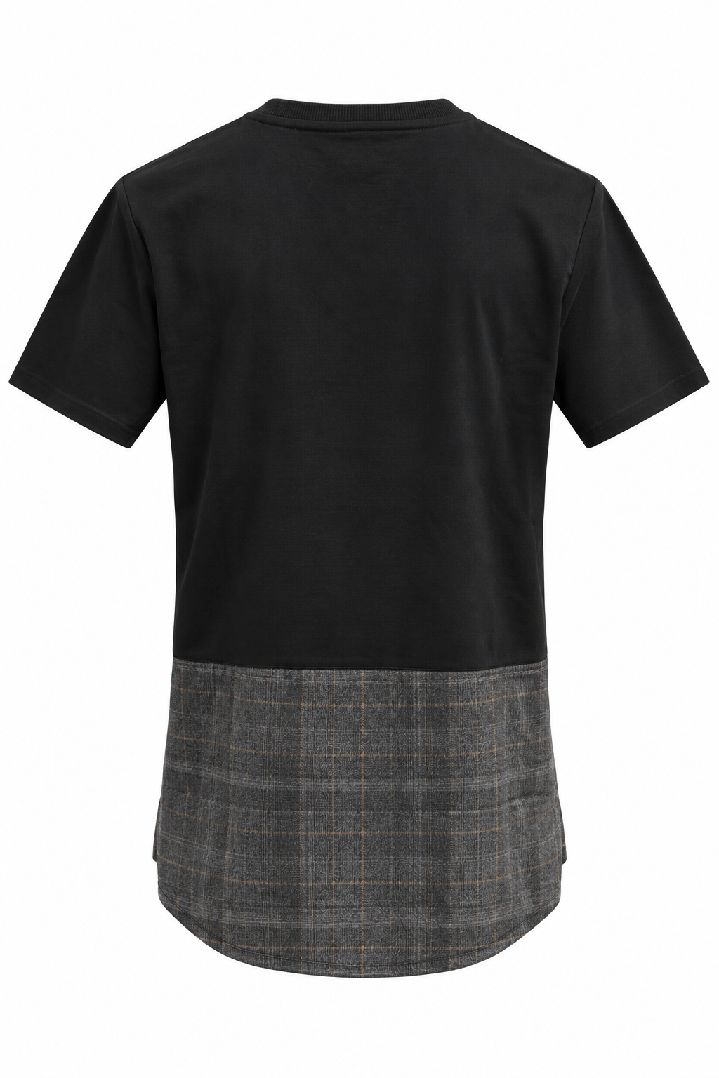 T-Shirt Bicolore Nera Quadri Marrone