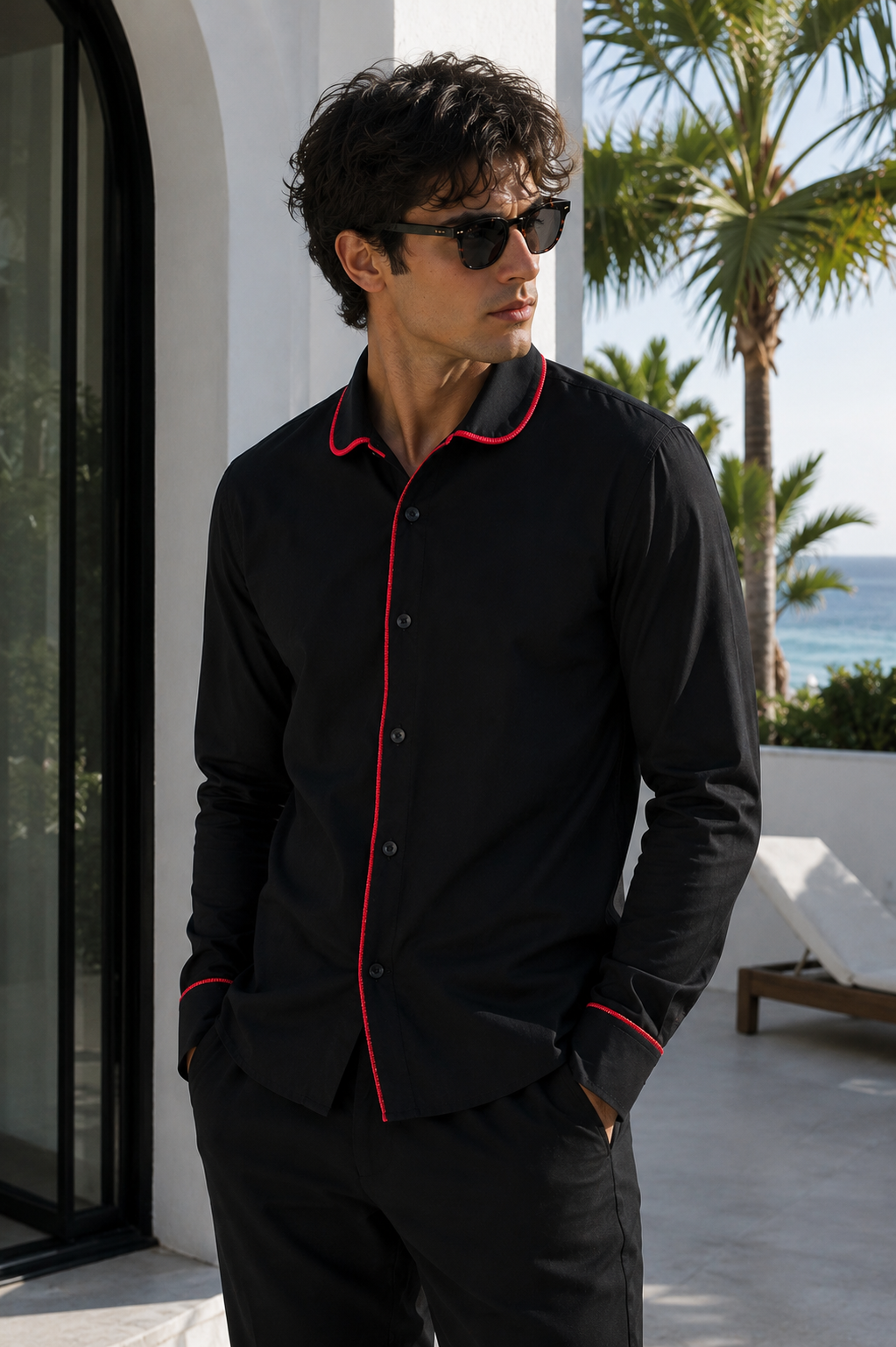 Camicia BEATLES - Schwarz/Rot