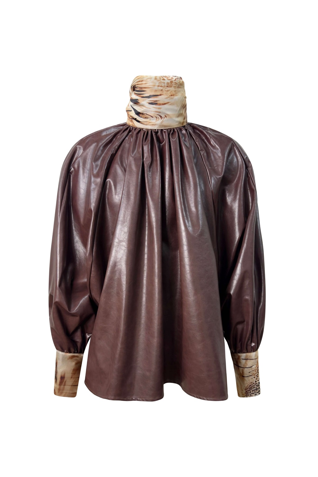 Camisa Cuello Alto Pañuelo Ecopiel y Animalier