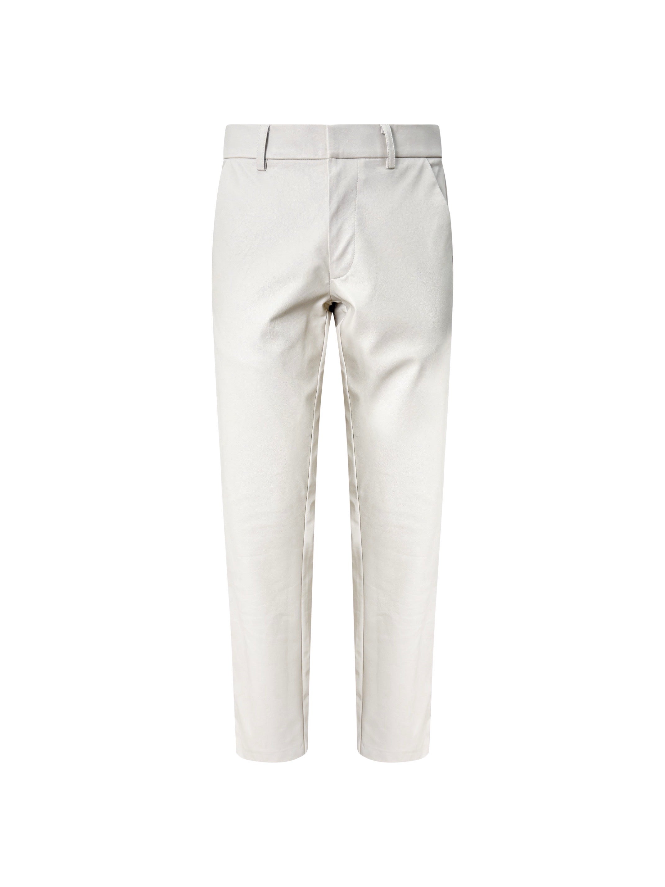 Pantalon Regular aus weißem Kunstleder mit Reißverschluss