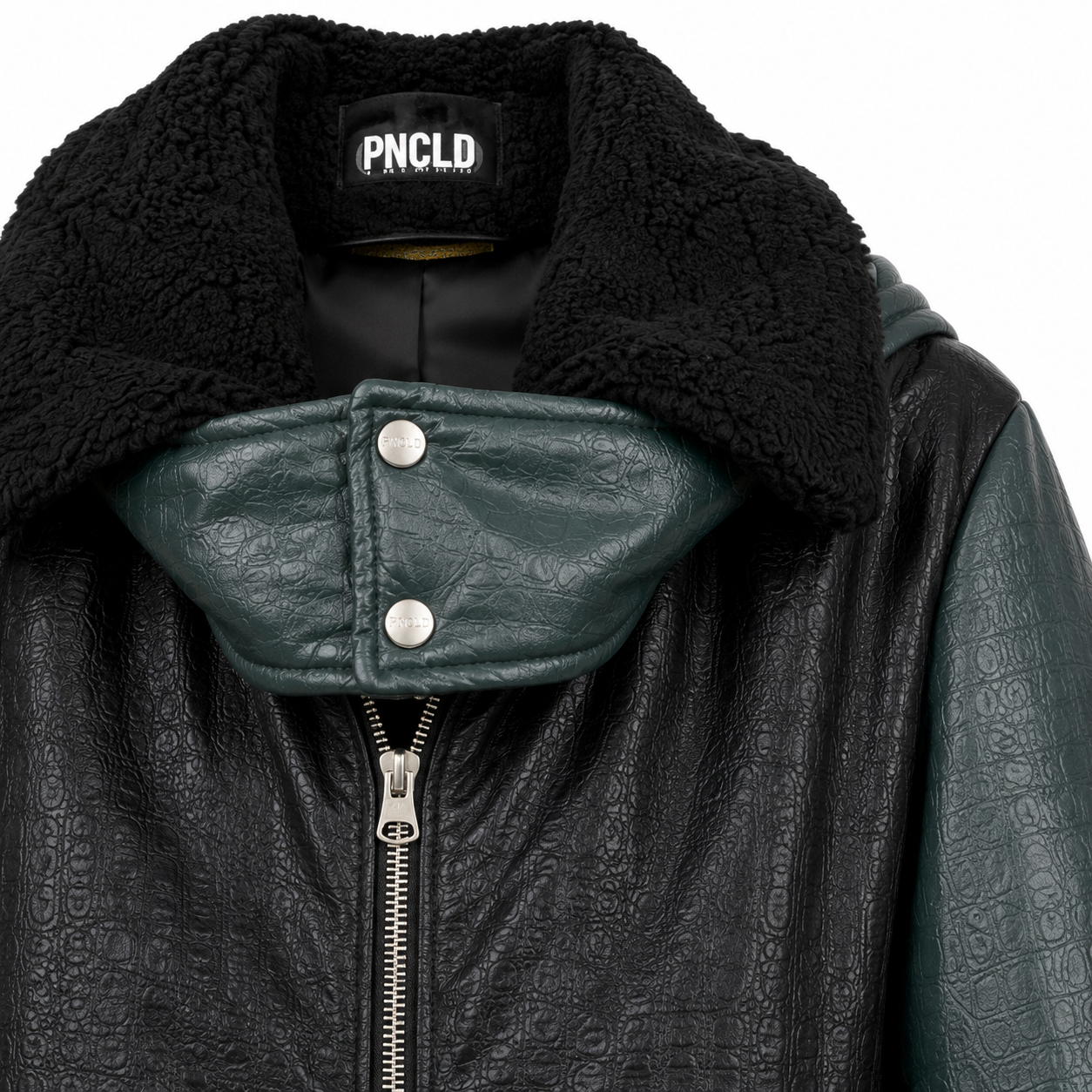 Manteau EASTWOOD - Simili Cuir Noir Vert