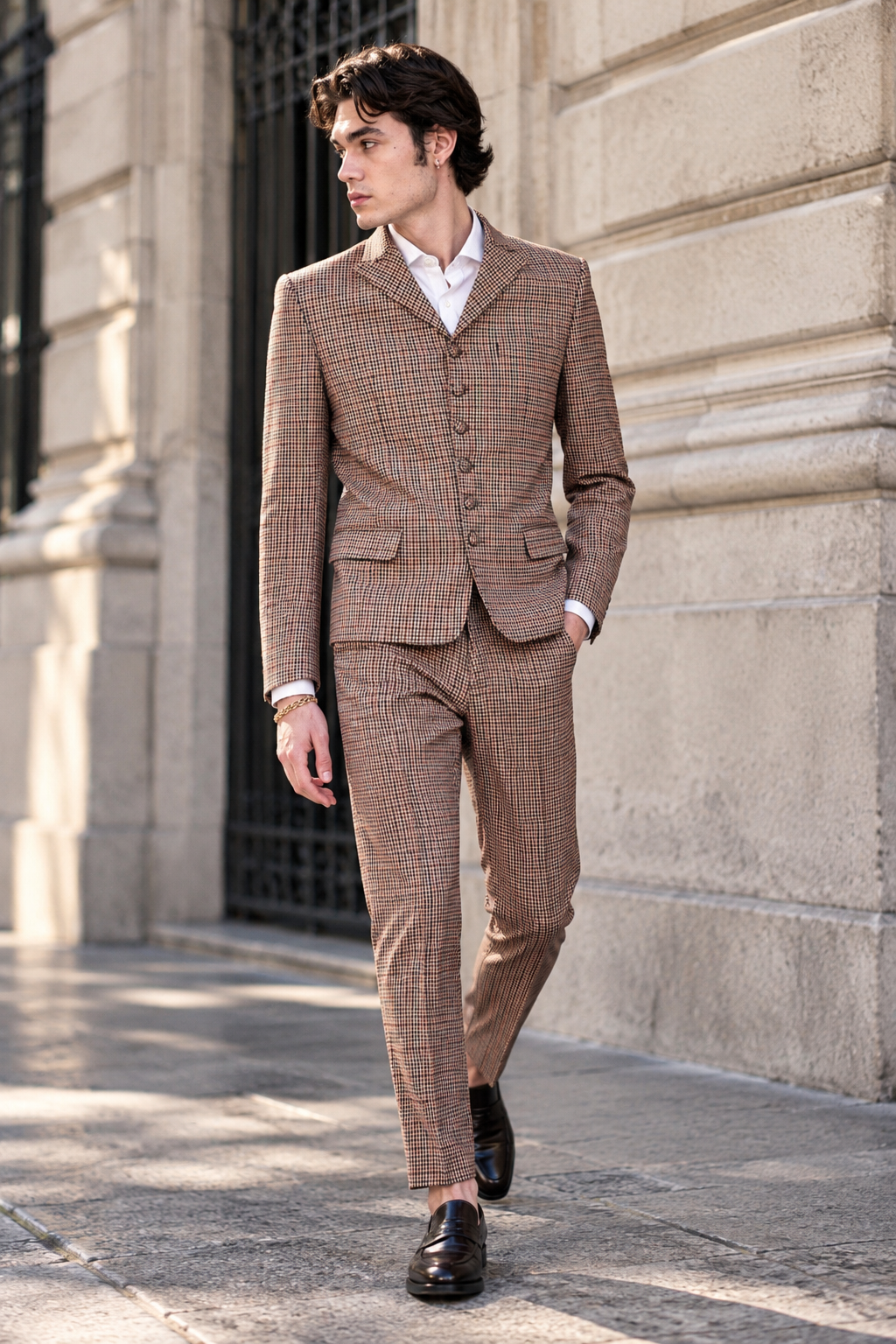 JACKET JACKSON - Beige Square Red Line