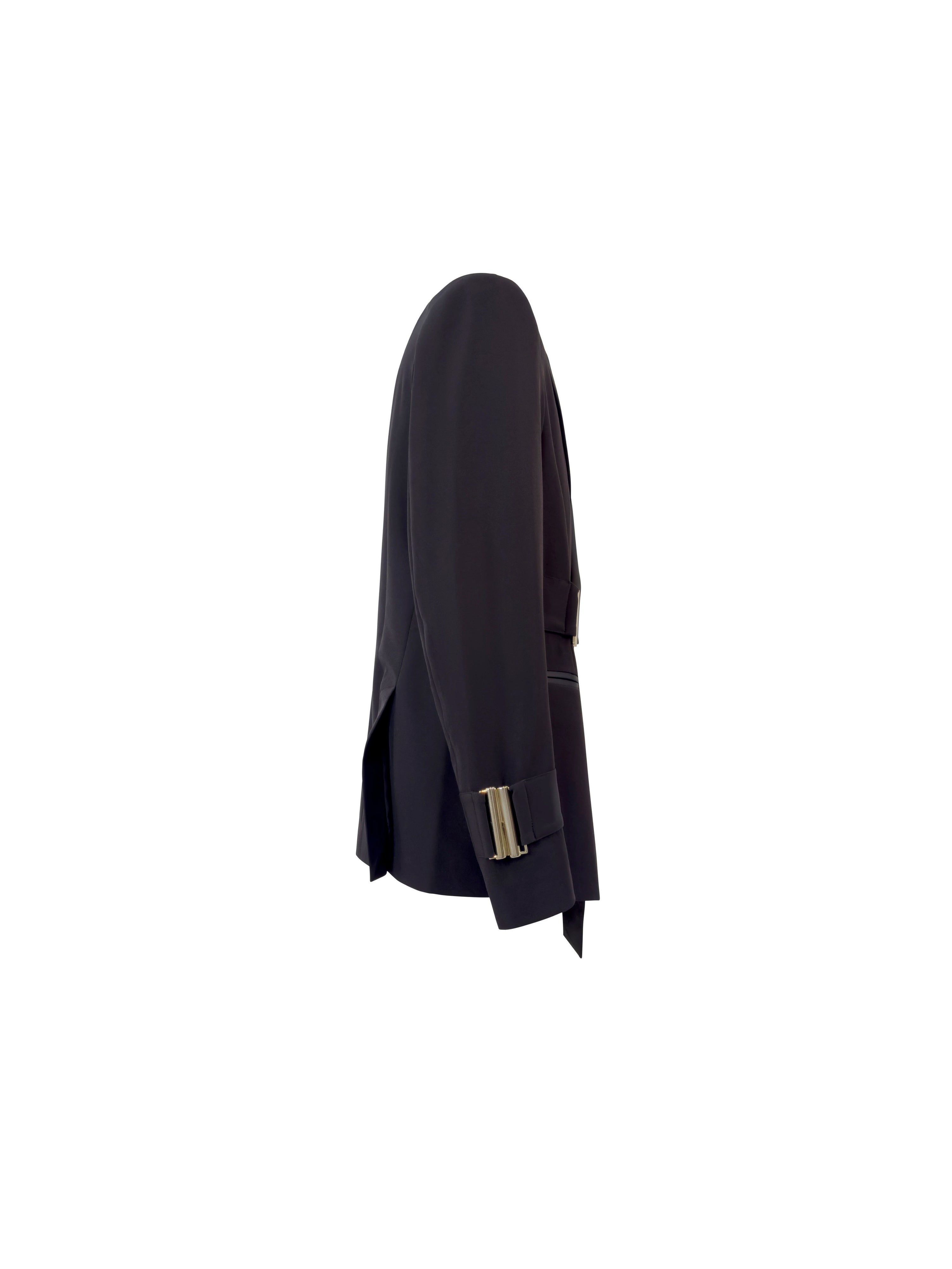 Giacca Asimmetrica Nera con Fibbia Oro laterale