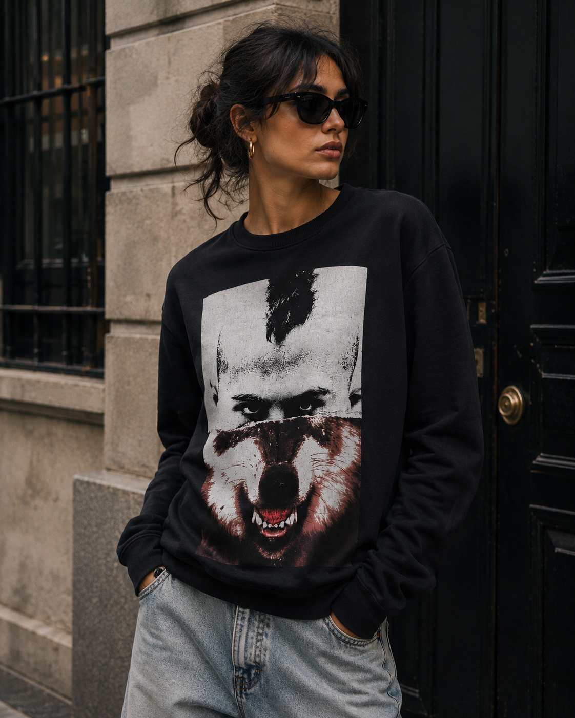Felpa Nera Man Wolf