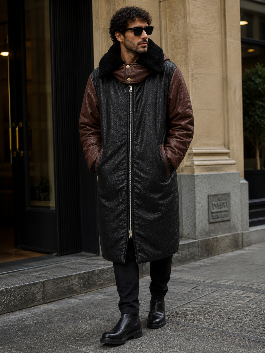 Abrigo EASTWOOD - Cuero sintético marrón negro