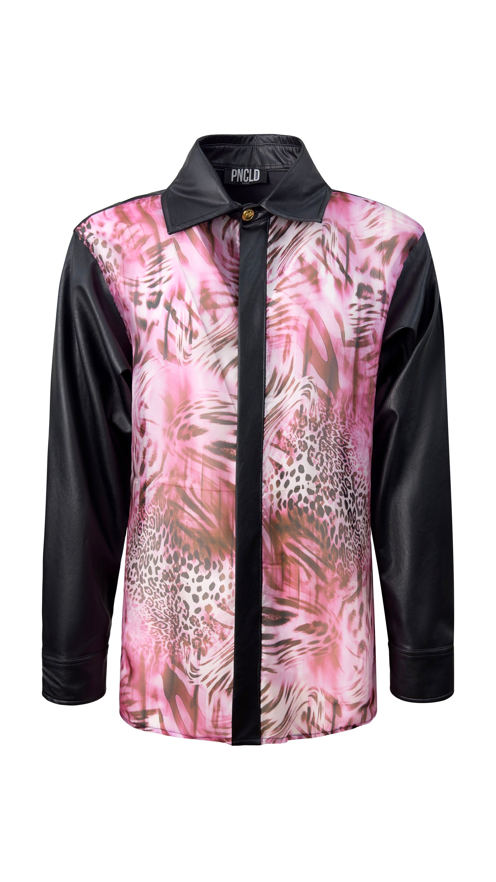 Camicia Regular aus Kunstleder und Animalier