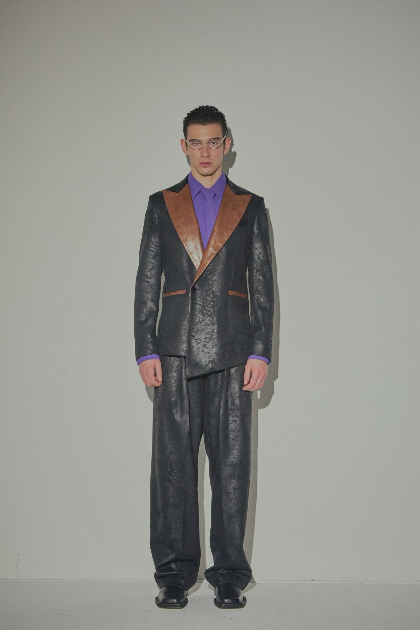 Giacca Asimmetrica Wildleder und Kunstleder