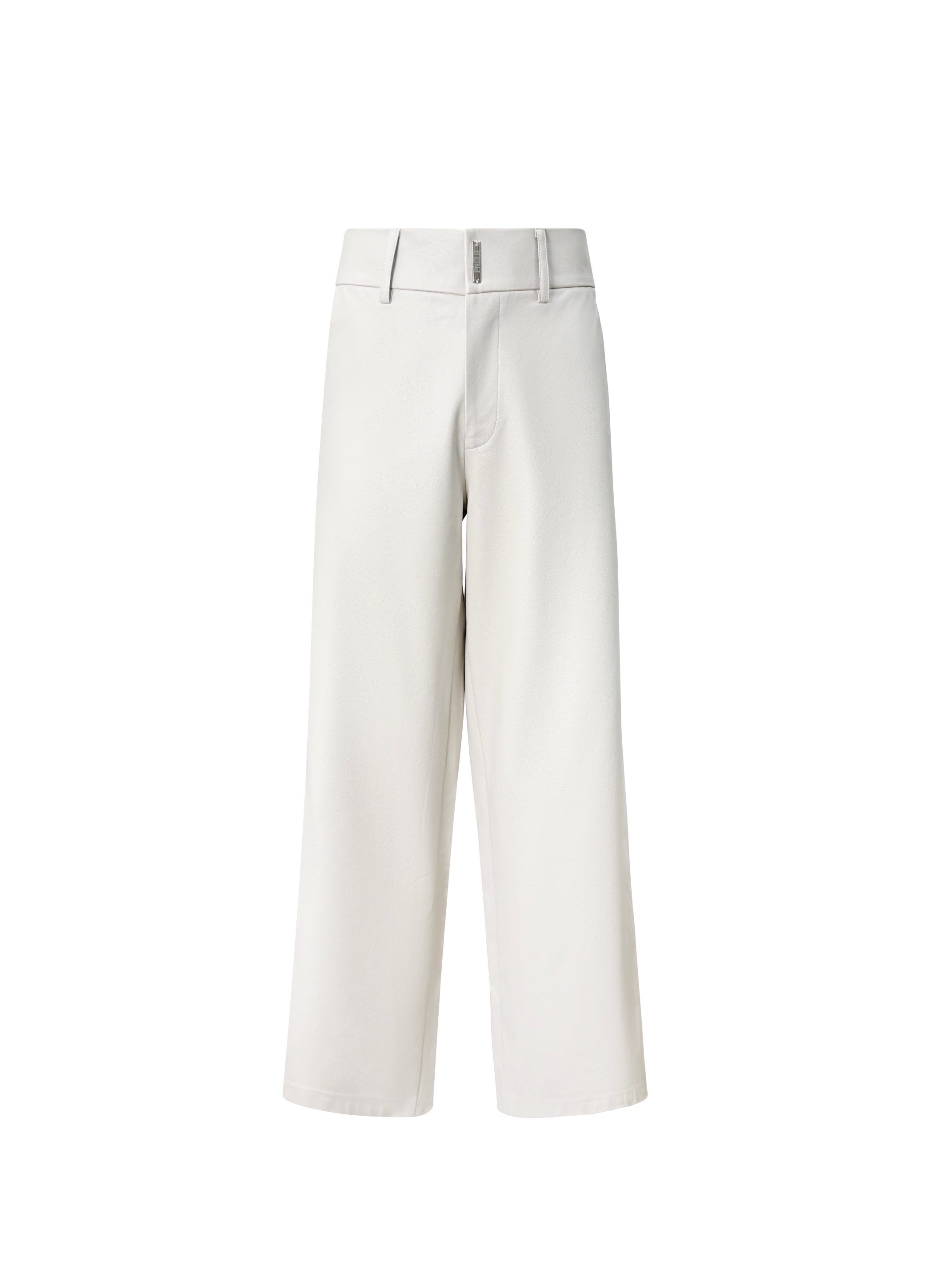 Pantalon Palazzo aus weißem Kunstleder mit Reißverschluss