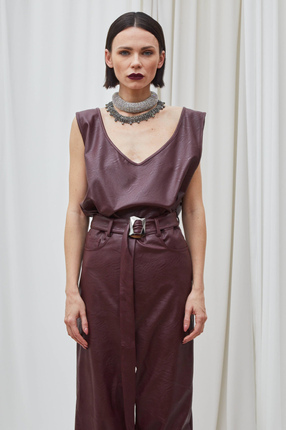 Canotta Ecopelle Bordeaux