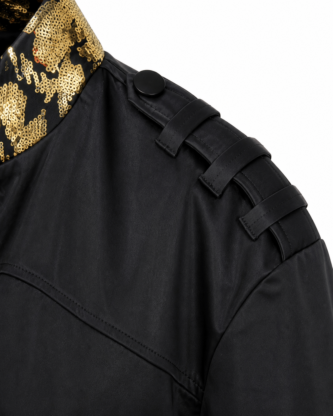 Bomber in Raso Nero con Ricamo Oro