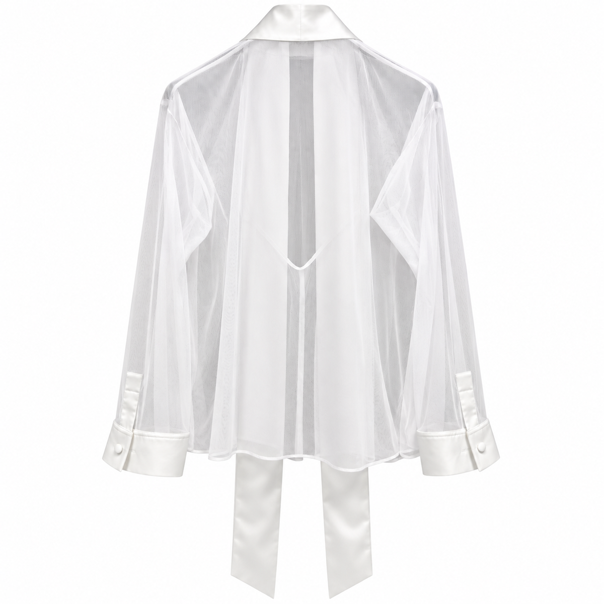 Camicia Tulle Bianco Foulard Raso Bianco