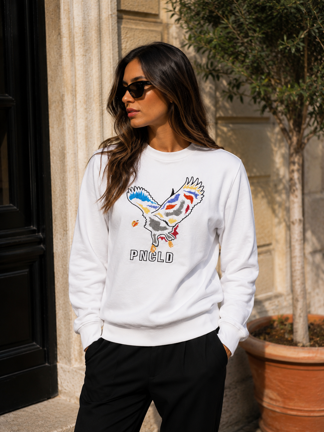 Felpa Police Blanca con Águila