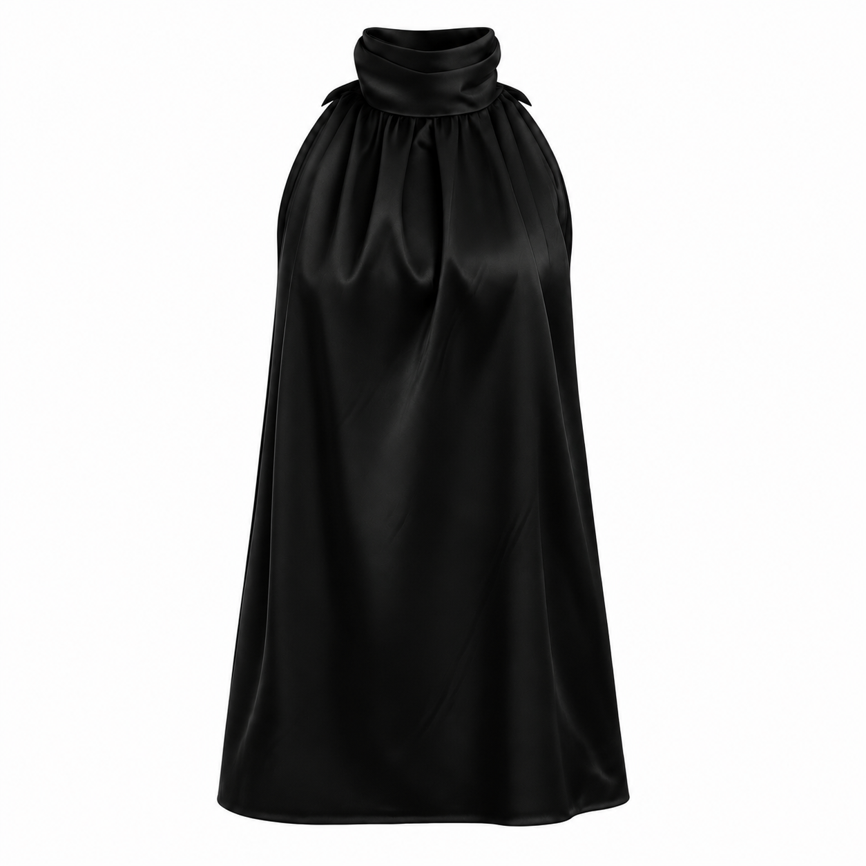 Camicia Collo Alto Giromanica Nera Raso