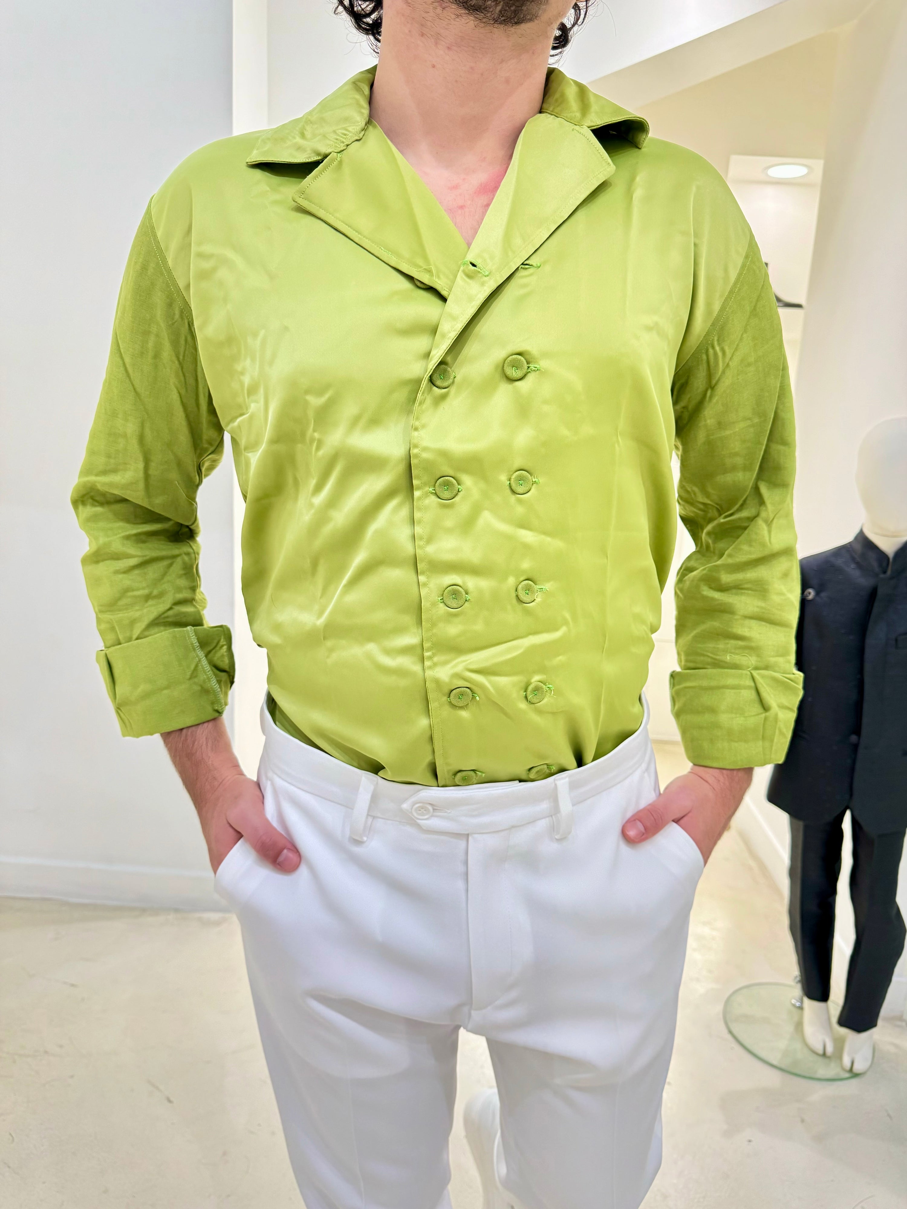 Camicia HOLLAND - Green Acid Linen/Satin