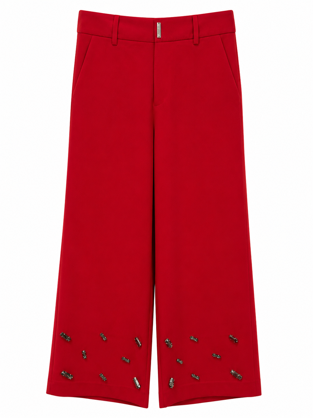 Pantalon palazzo rouge avec pierres