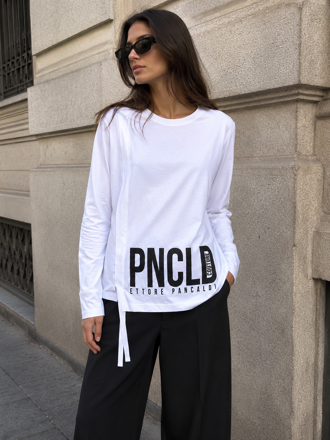 Maglia Bianca con Lacci Logo PNCLD