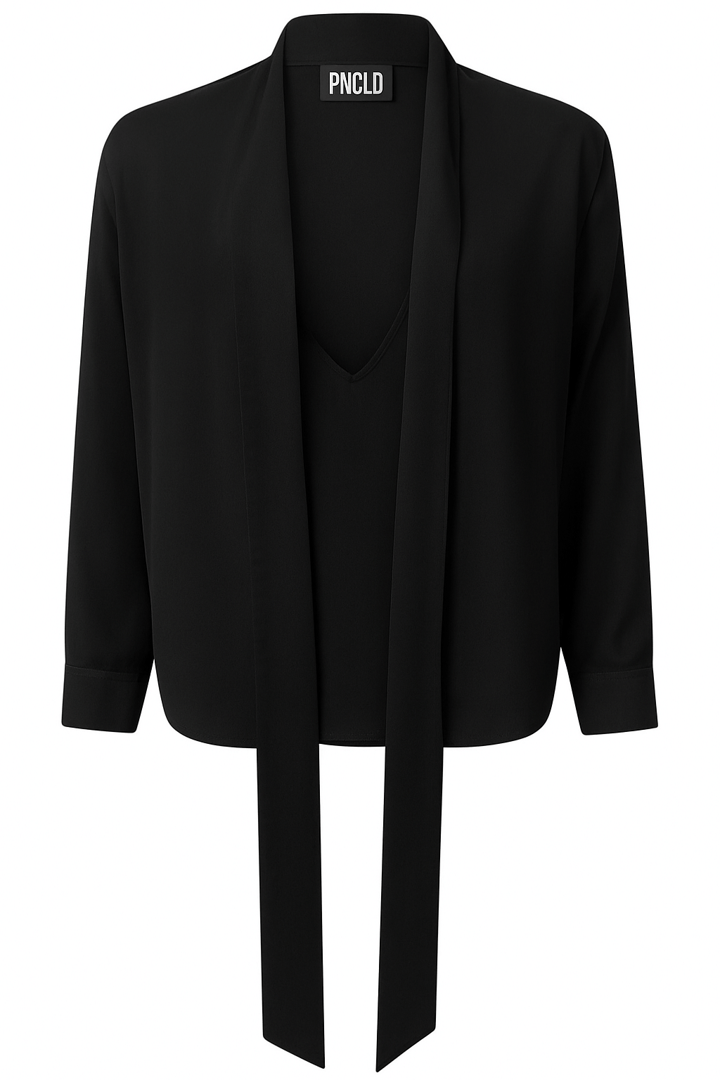 Camicia Collo Foulard Georgette Nera