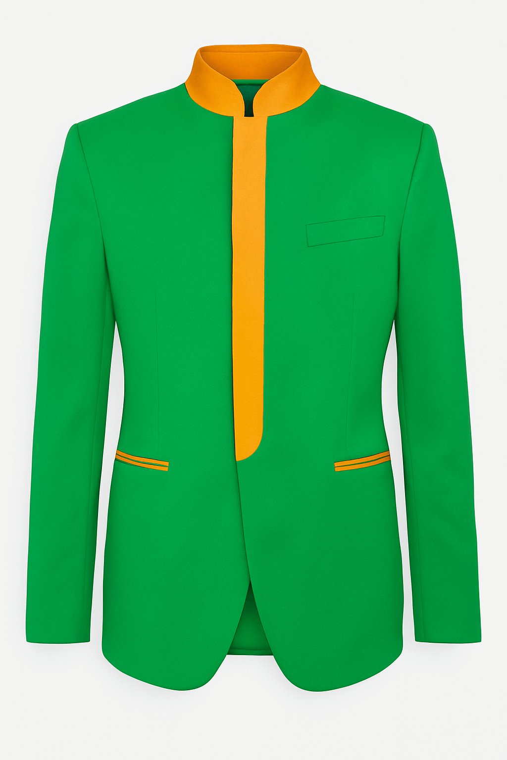 Giacca Coreana Verde Smeraldo Arancione Fronte