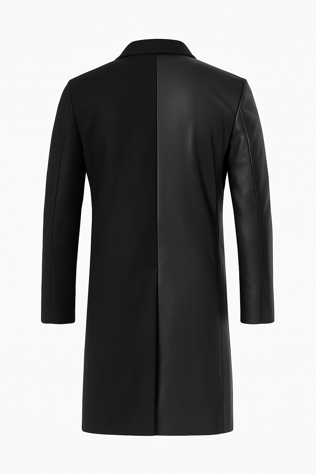 Cappotto Monopetto Bicolore Nero e Ecopelle retro