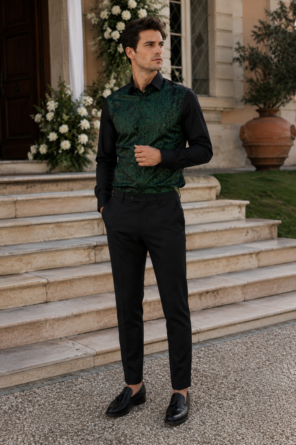Camisa HADDAWAY - Negro/Verde Barroco